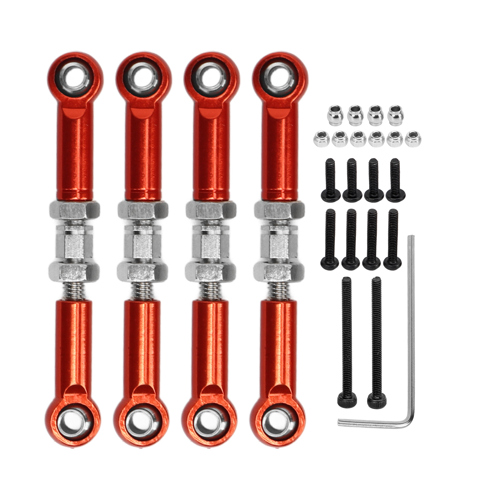 4-teiliges, Verstellbares Lenkgestänge Aus Aluminiumlegierung Für Fms 1/24 Und Fcx24, Hochpräzise, Verstellbare Servogestänge Für Rc-fahrzeuge, Rot