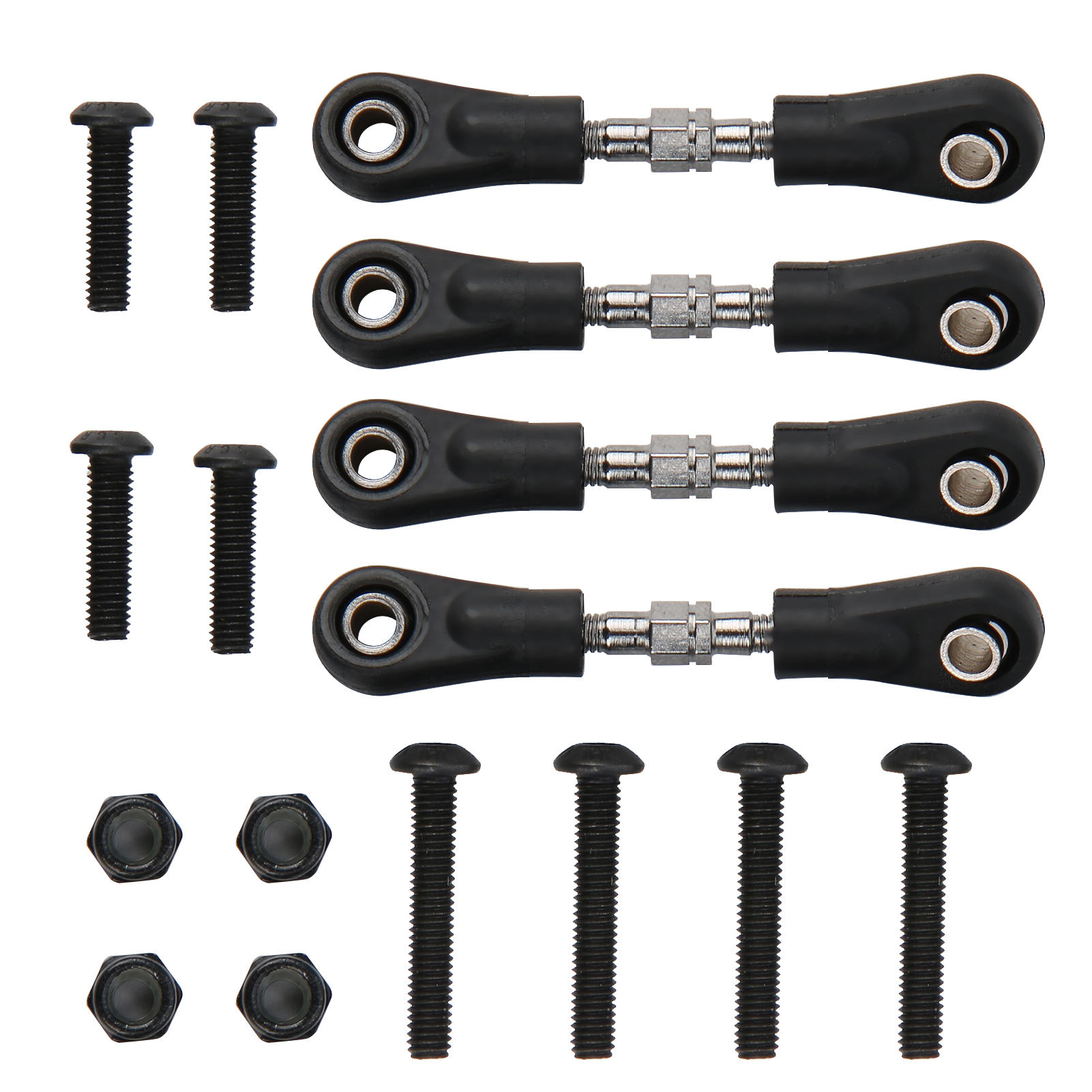Satz Mit 4 Schwarzen Metall-lenkstangen Für Rc-cars Im Maßstab 1:10, Flach, Ersatzteile (46-55 Mm)