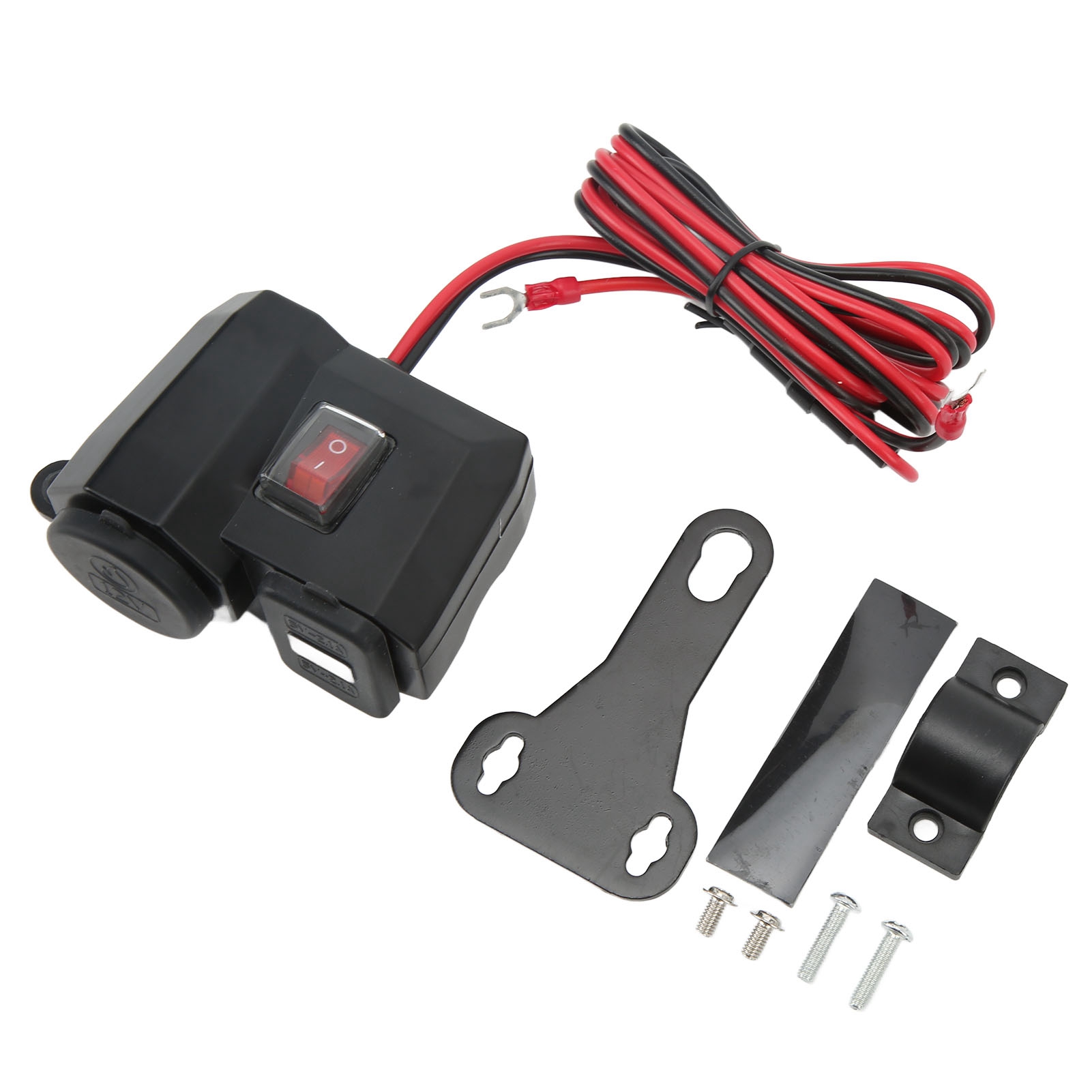 Dual-usb-motorradladegerät 12v Wasserdicht Mit Zigarettenanzünderstecker Und Digitalvoltmeter