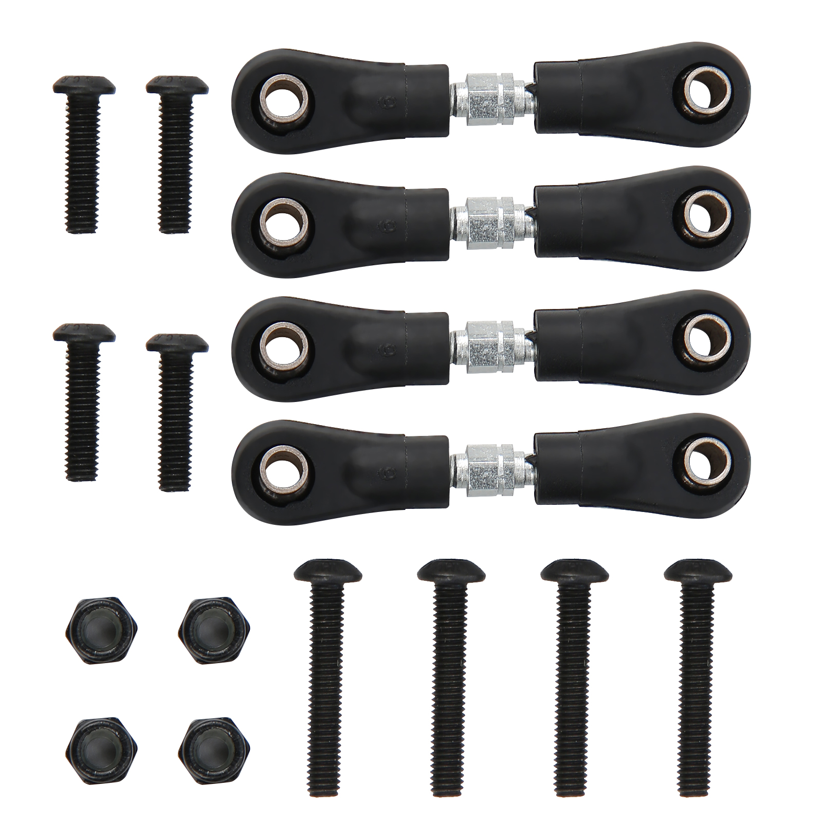 Satz Mit 4 Schwarzen Metall-lenkstangen Für 1/10 Rc-cars, Ersatzteile (länge 4250 Mm)