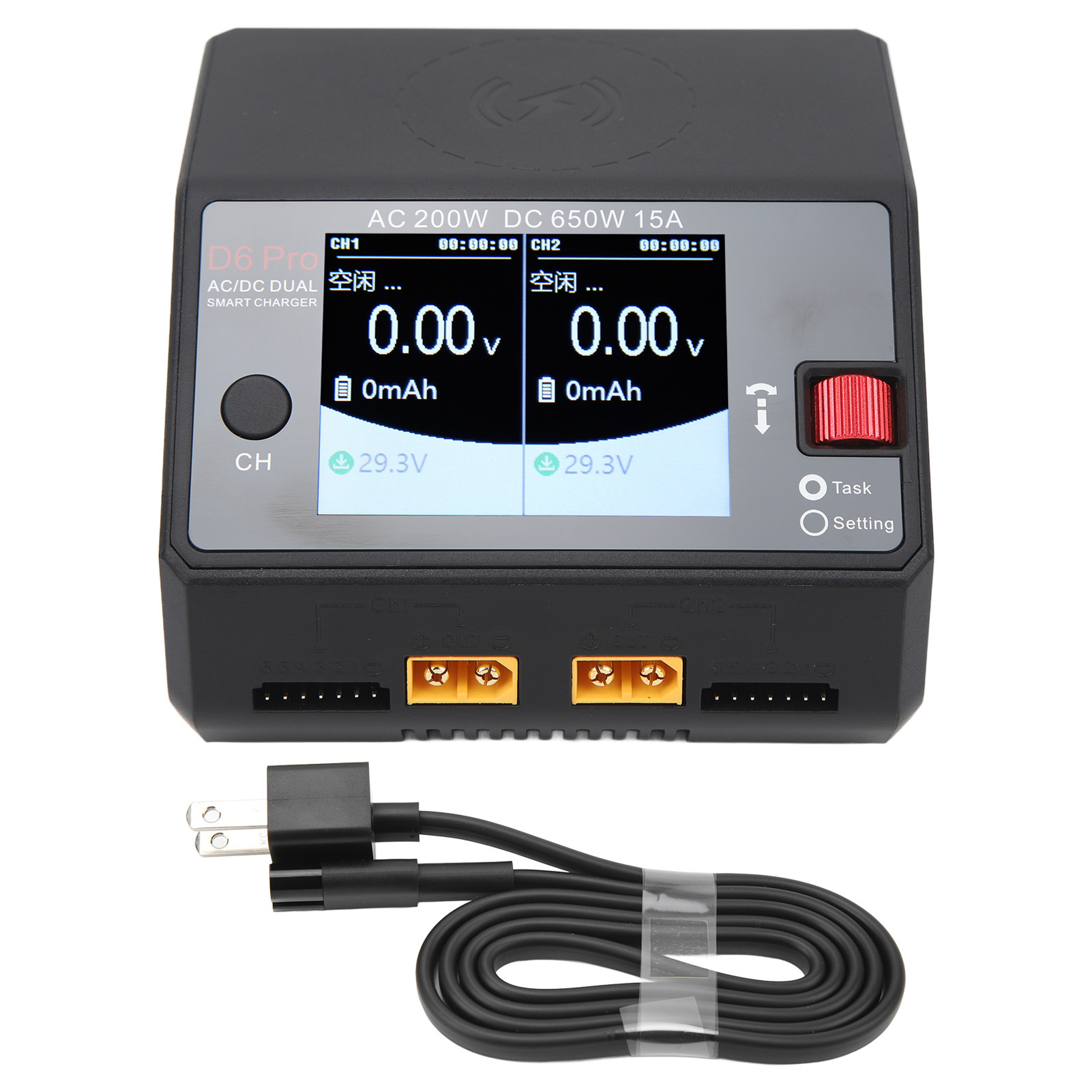 D6 Pro Dual-port-lipo-akkuladegerät Ac 200 W, Dc 650 W, 15 A Für Rc-lithium-akkus, Us-stecker 100–240 V