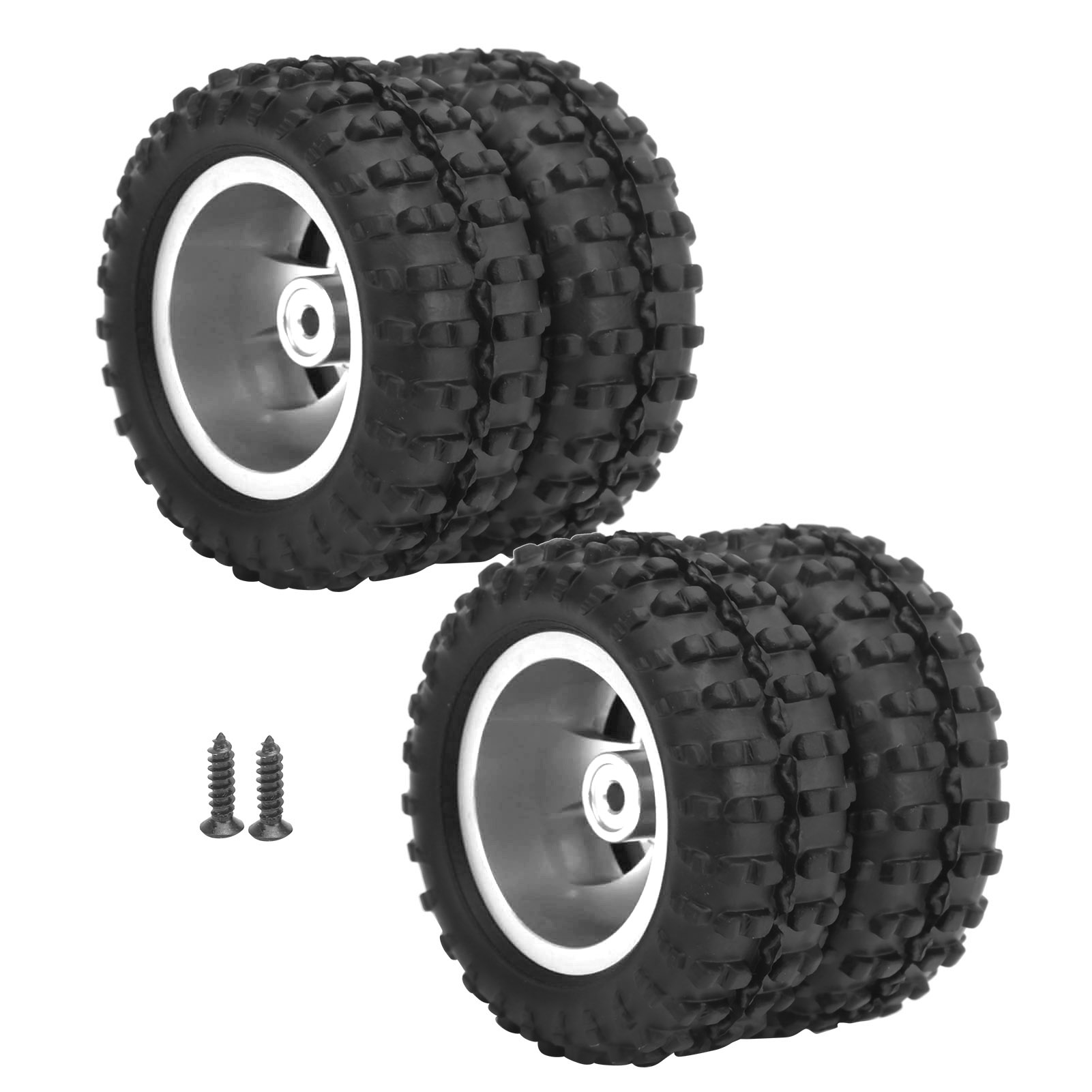 Stück 52-mm-hinterreifen Aus Aluminiumlegierung Als Ersatzteile, Kompatibel Mit Wpl D12 1/10 Rc Truck (009), Silberfarben