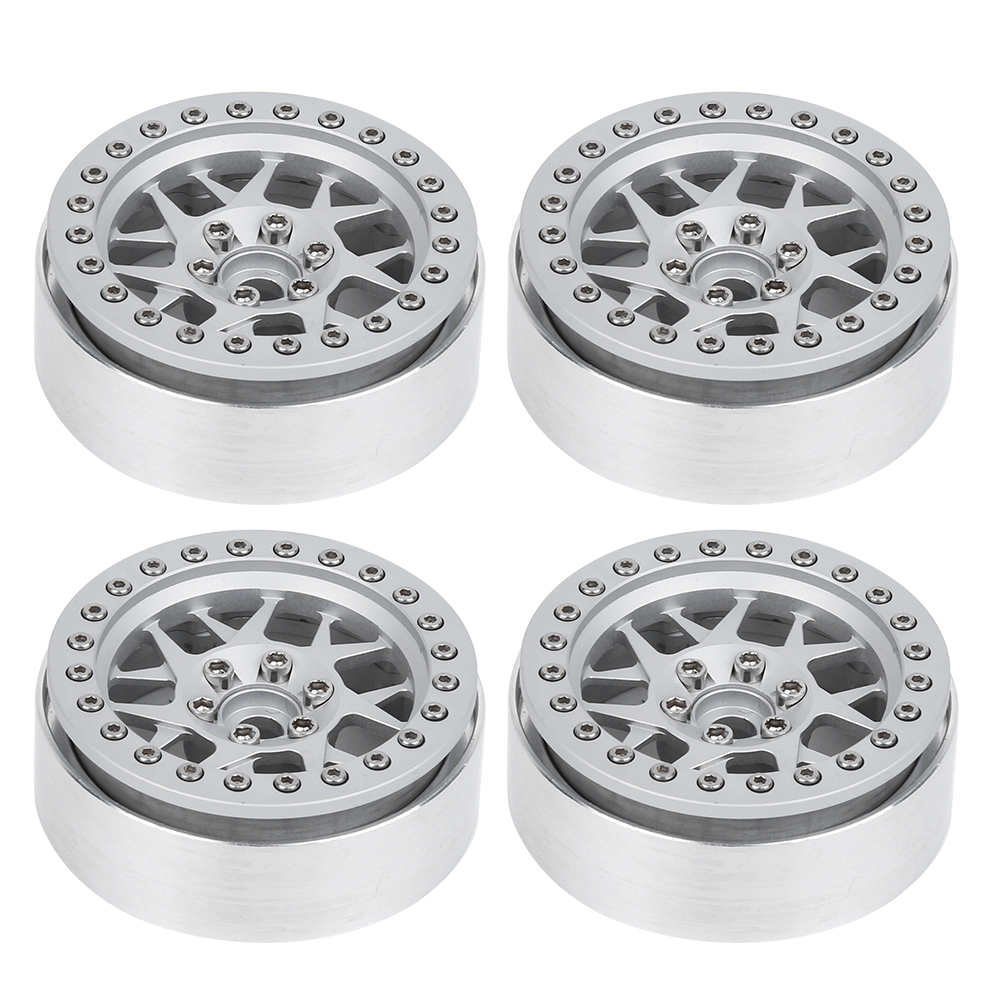 4-teilige Metallfelge Für Rc-cars, Fernbedienungszubehör Kompatibel Mit Scx10/d90/trx-4, 1/10 Crawler, 2,2 Zoll, Silber