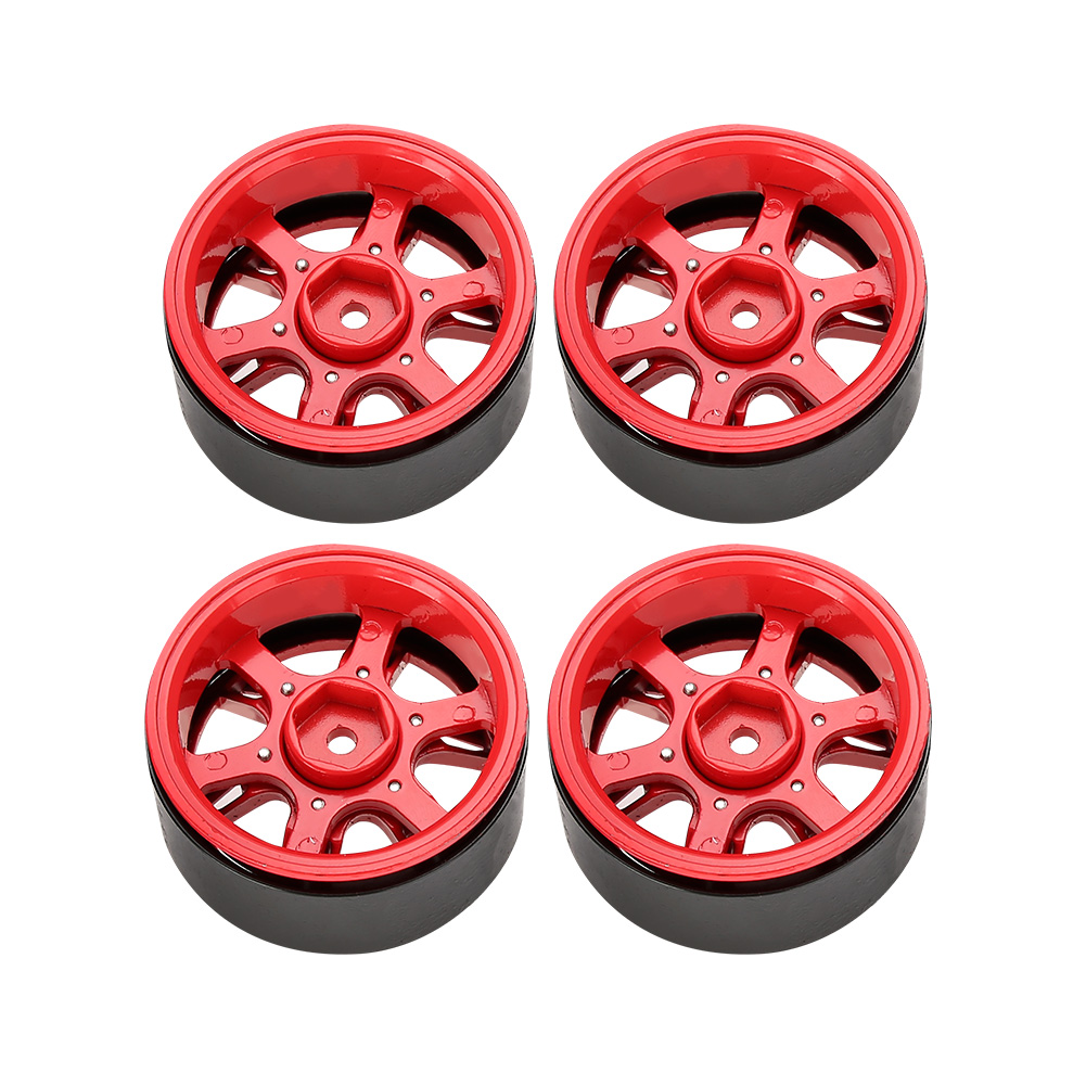 4-teiliges Set Aus Felgen In Metallic-optik Für 1/10 Rc-cars, Offroad-chassis-zubehör (rot)