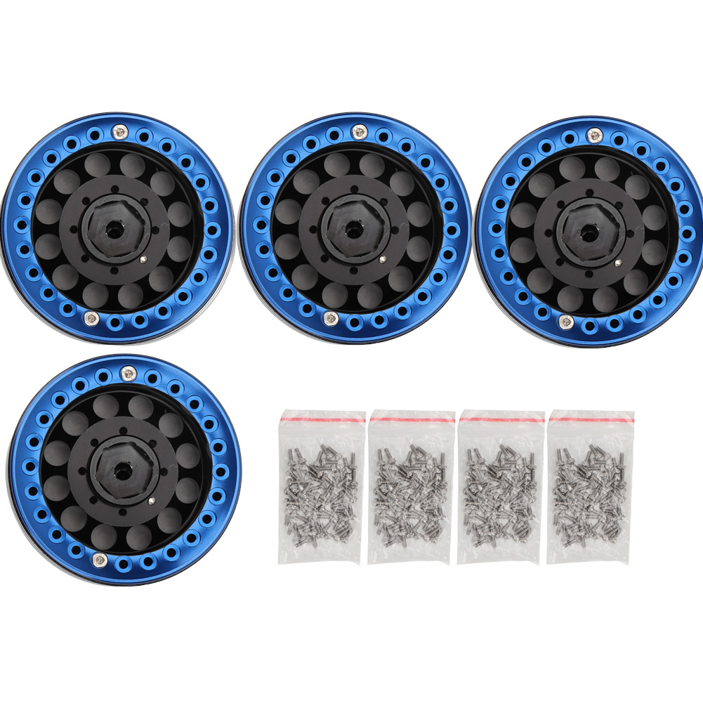 Stück 1,9 Zoll Beadlock-aluminiumfelgen Für Scx10 1/10 Rc Crawler (schwarz Blau)