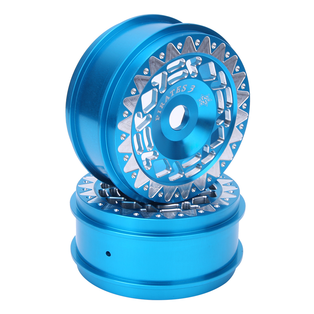 2 Stück Aluminiumfelgen Für Rc-cars Mit Dreieckiger Zierleiste, Kompatibel Mit 1/8-scale-drift-cars, Blau