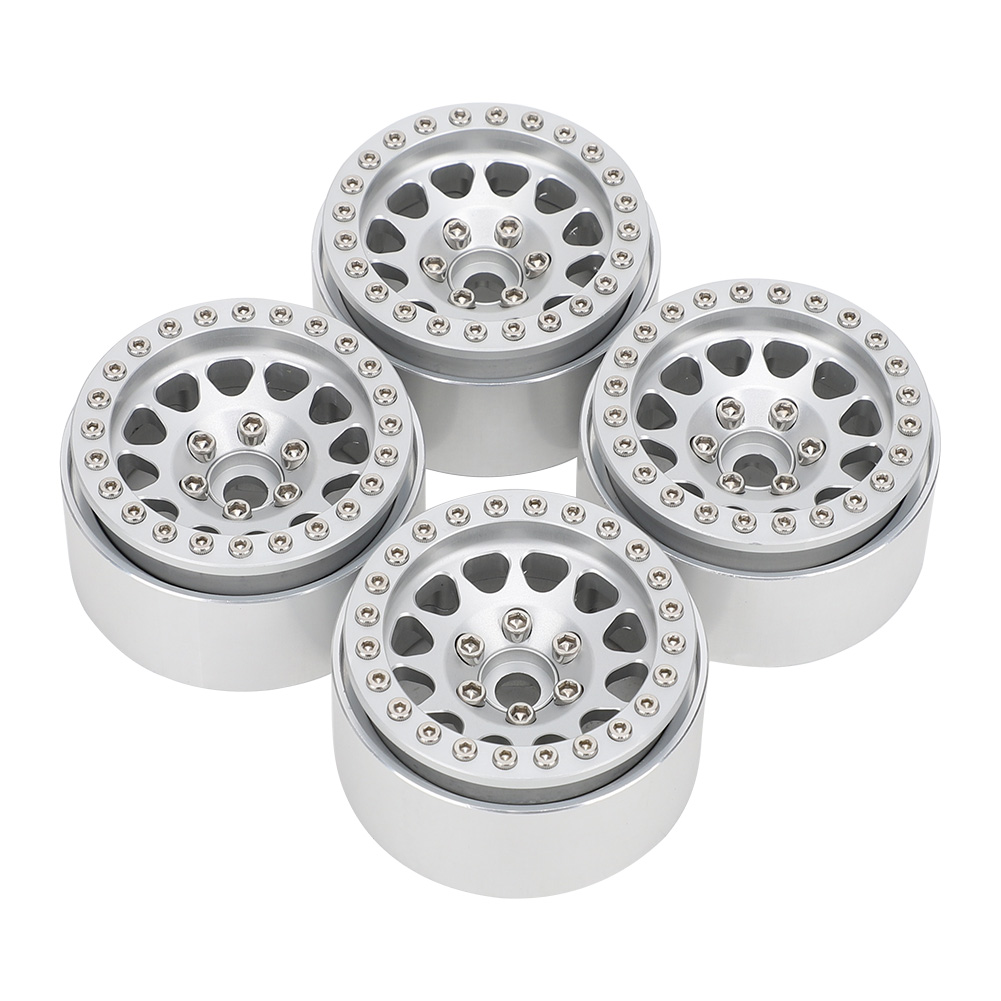 Stück Metallfelgen Im Maßstab 1:10 Für Rc-crawler, Kompatible Reifen: Axial Scx10/scx10ii/90046/90047 – Silber