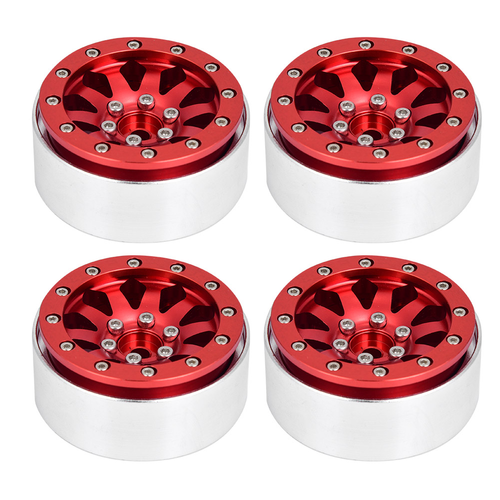 4-teilige 1,9" 10-loch Beadlock-leichtmetallfelgen Für 1/10 Rc Crawler - Rot
