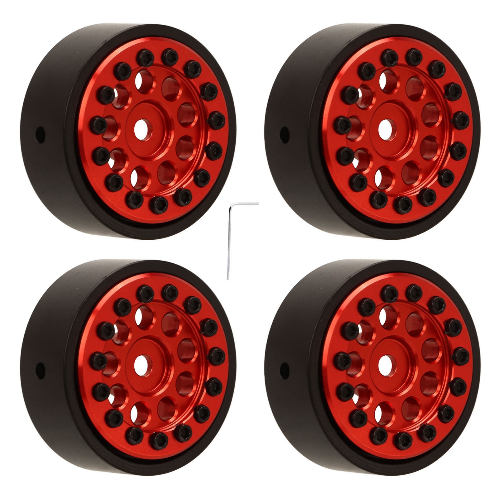 4-teilige 1-zoll-felge Aus Aluminiumlegierung, 9-loch-rundrad Für Fms Fcx24 1/24 Rc-offroad-car, Rot
