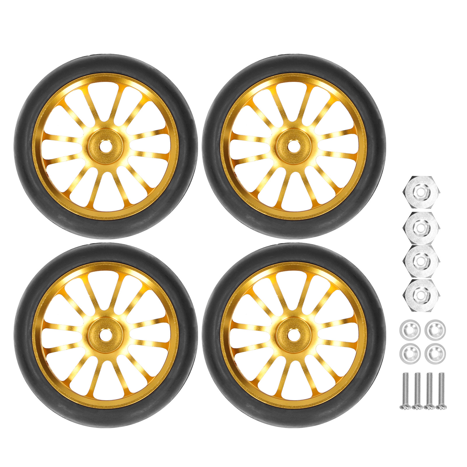 Stück 63-mm-metallfelgen Mit Reifen Und Adapter Für Wpl D12 Rc-truck, Gold