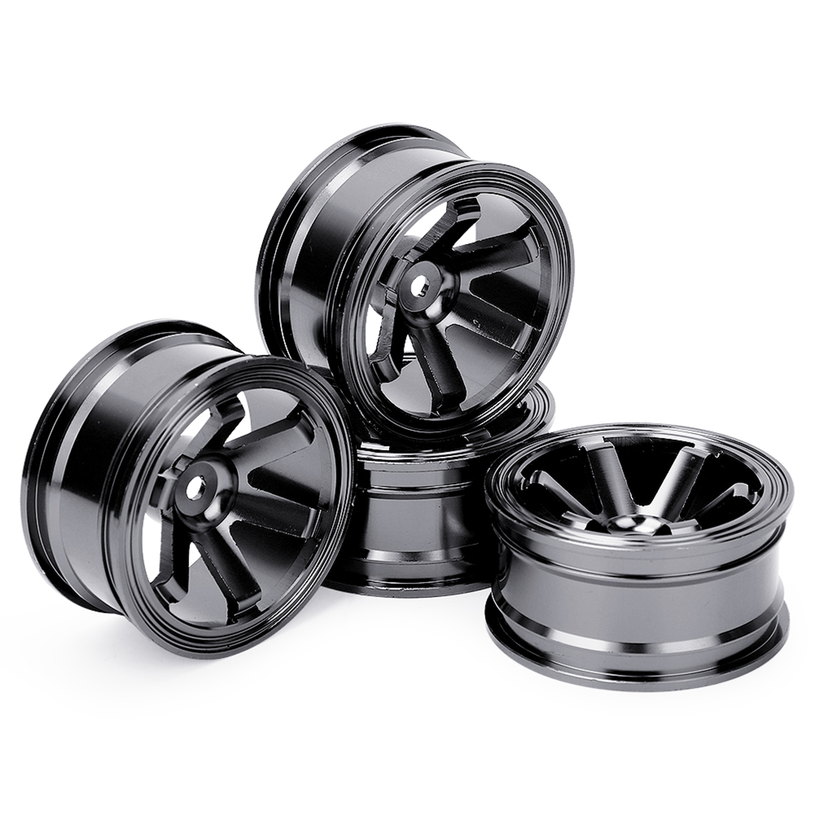 4-teilige Aluminiumfelgen Für Rc-drift-cars Im Maßstab 1:10, Universal Schwarz