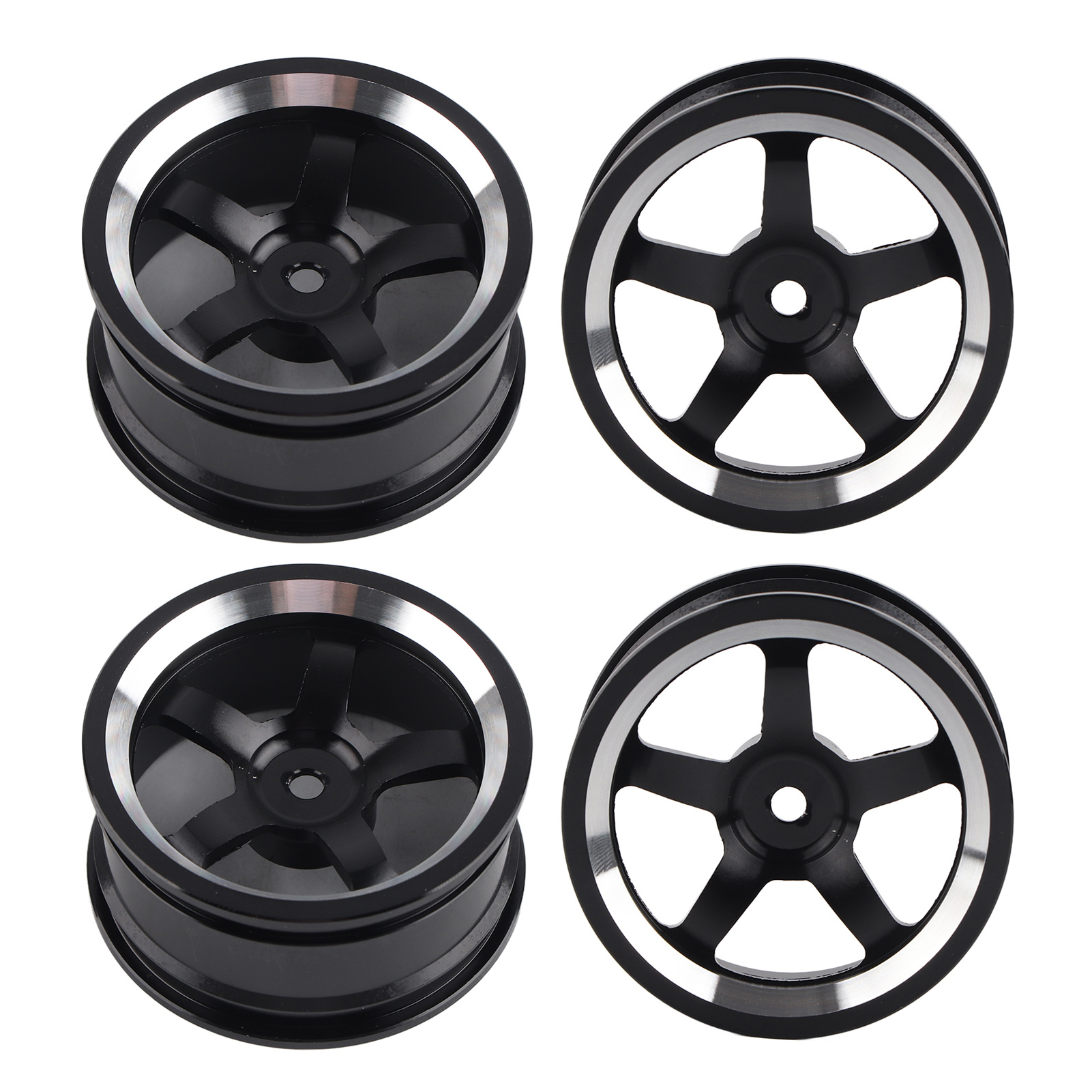 Schwarze 5-speichen-aluminiumfelgen Für 1/10 Rc-cars, Ersatzteile Und Zubehör Für Drift- Und Flat-racing.