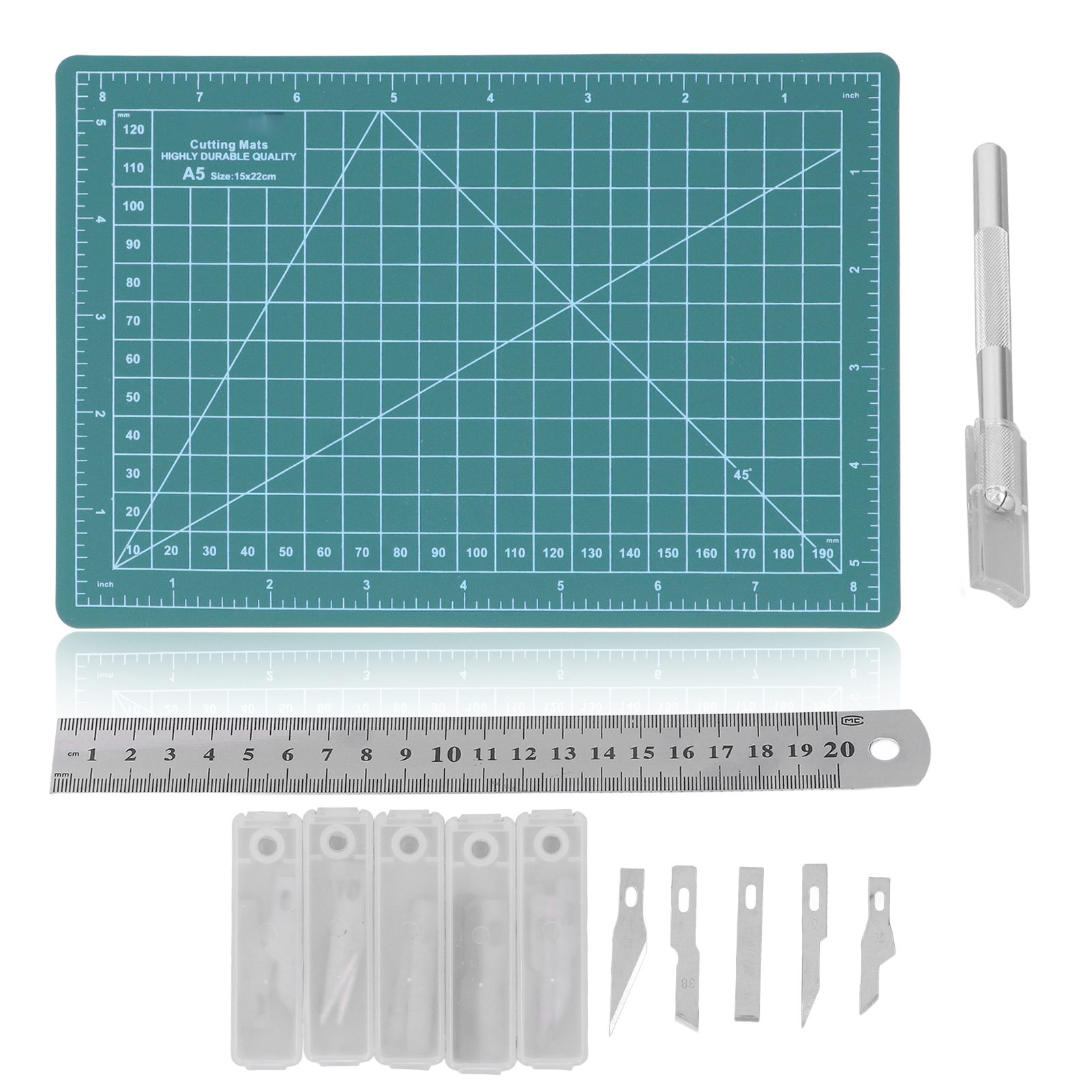 Schneidematte Im Format A5 (15 X 22 Cm) Aus Strapazierfähigem Kunststoff Mit Zoll- Und Millimeter-skala, Ideal Zum Nähen Und Scrapbooking.
