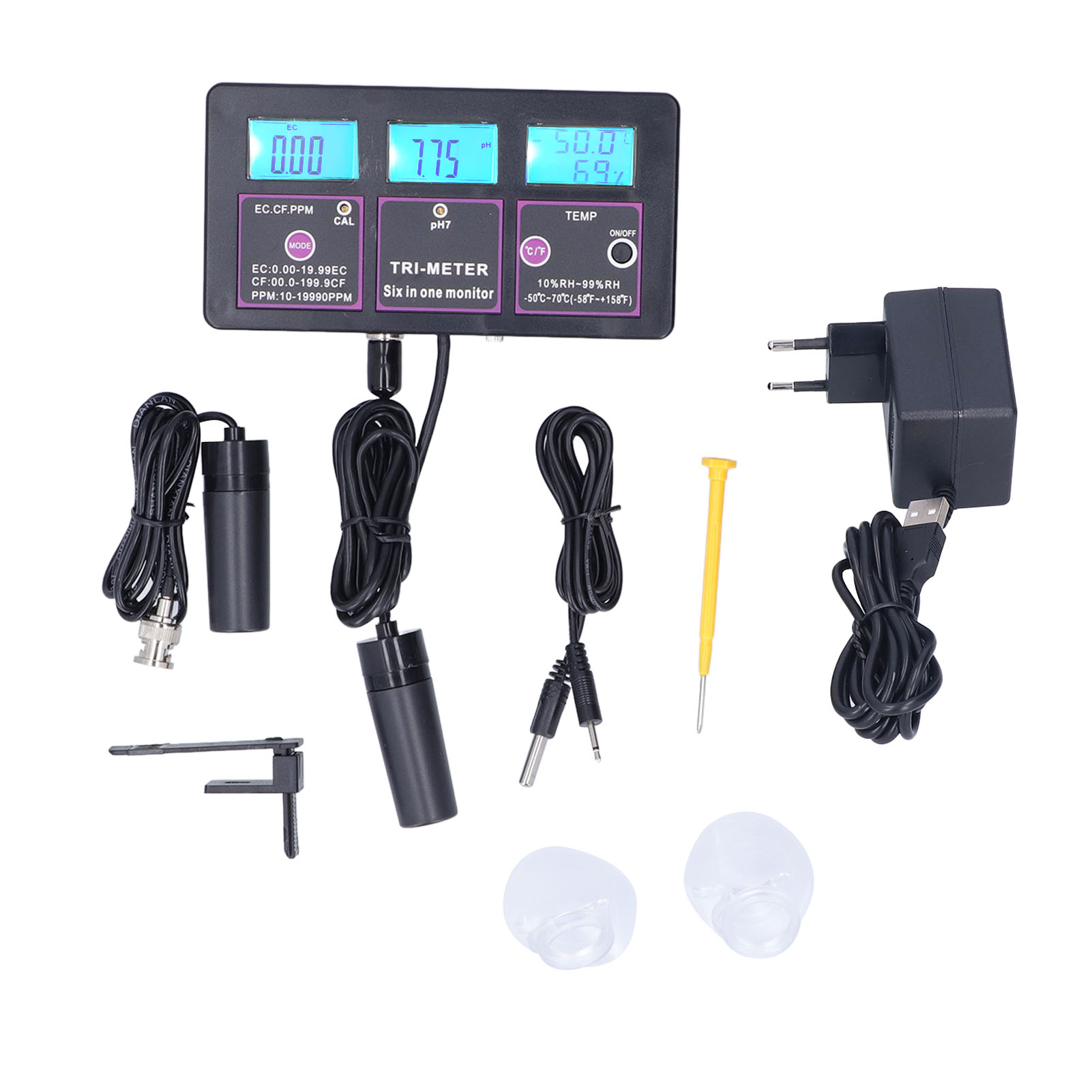 6-parameter-wassertester Für Teiche Und Hydrokultur – Misst Ph-wert, Temperatur, Leitfähigkeit, Tds, Ec, Salzgehalt – Ph-217eu 230 V