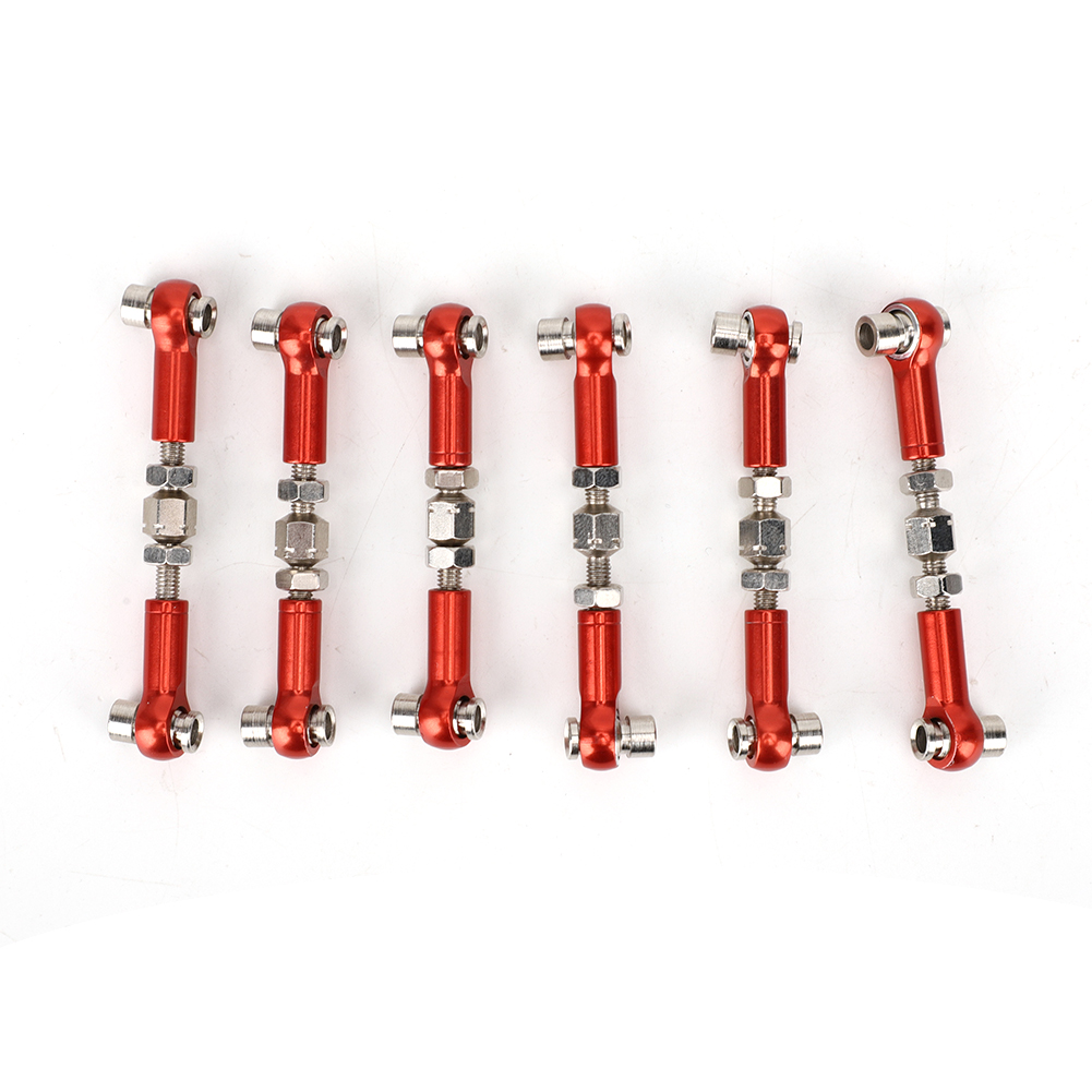 6-teiliges, Verstellbares Lenkstangenset Für 1/10 Rc-car-servos, Buggy-touring, 47 Mm Länge, Rotes Zubehör