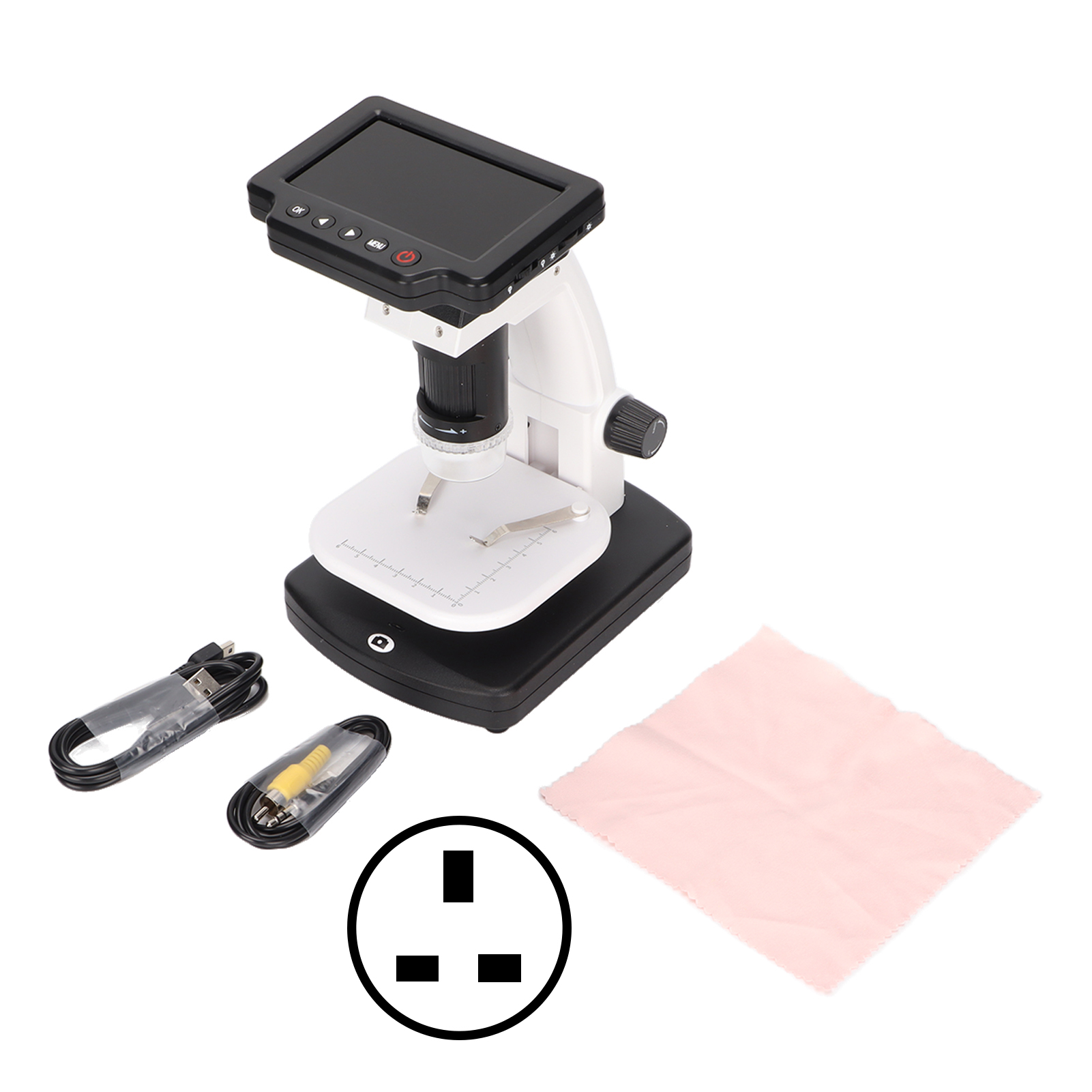 Digitales 4-zoll-lcd-mikroskop Mit 12-mp-sensor, 1200-facher Vergrößerung, 1080p-video Für Pc, 100–240-v-netzteil, Uk-stecker