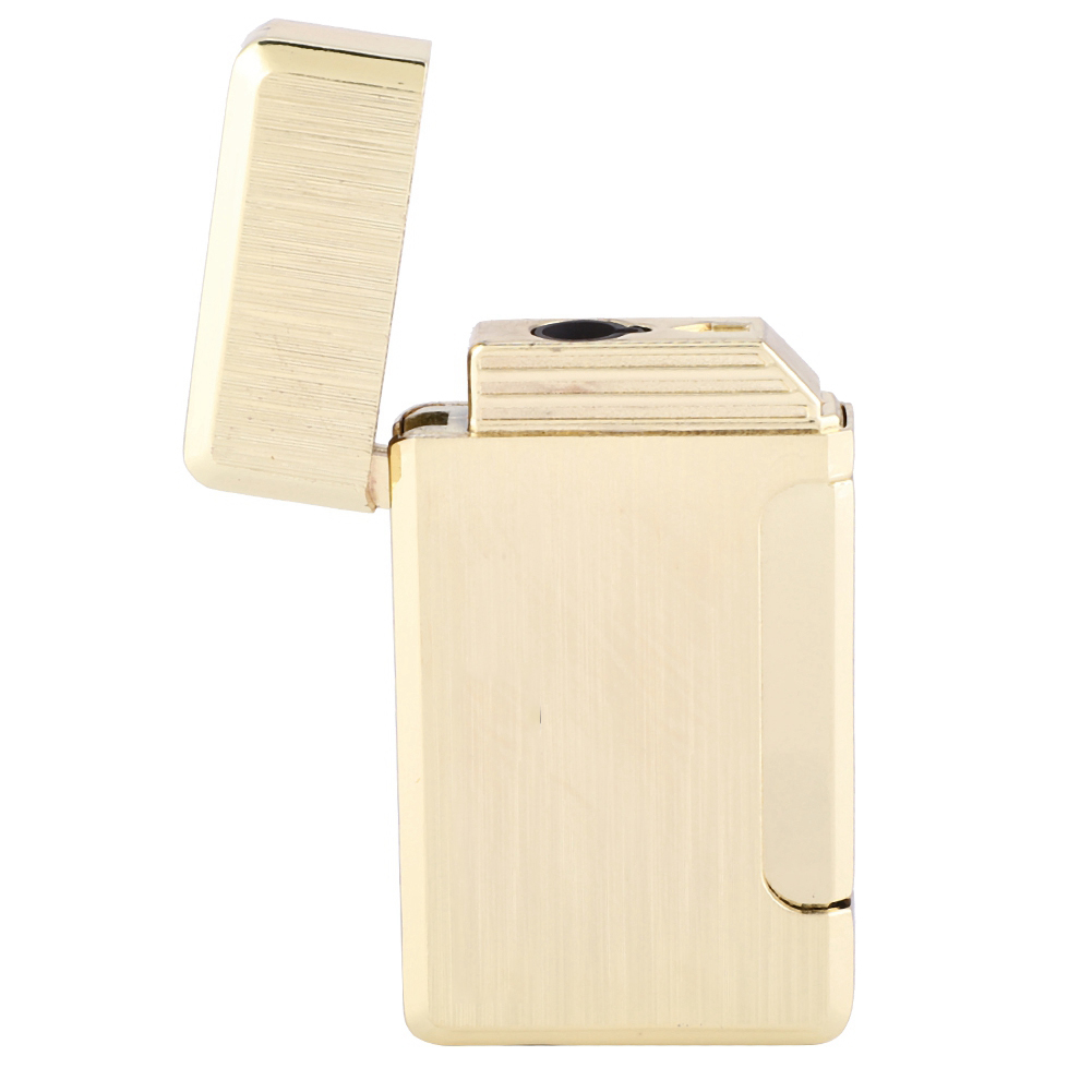 Windfestes Herren-gasfeuerzeug Im Taschenlampen-design, Goldfarben Und Geradlinig.