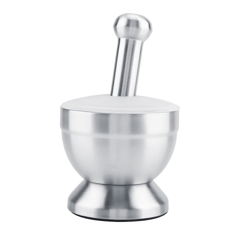 Mörser Und Stößel Aus Edelstahl Für Gewürze, Knoblauch Und Nüsse – Küchenaccessoire Mit Deckel
