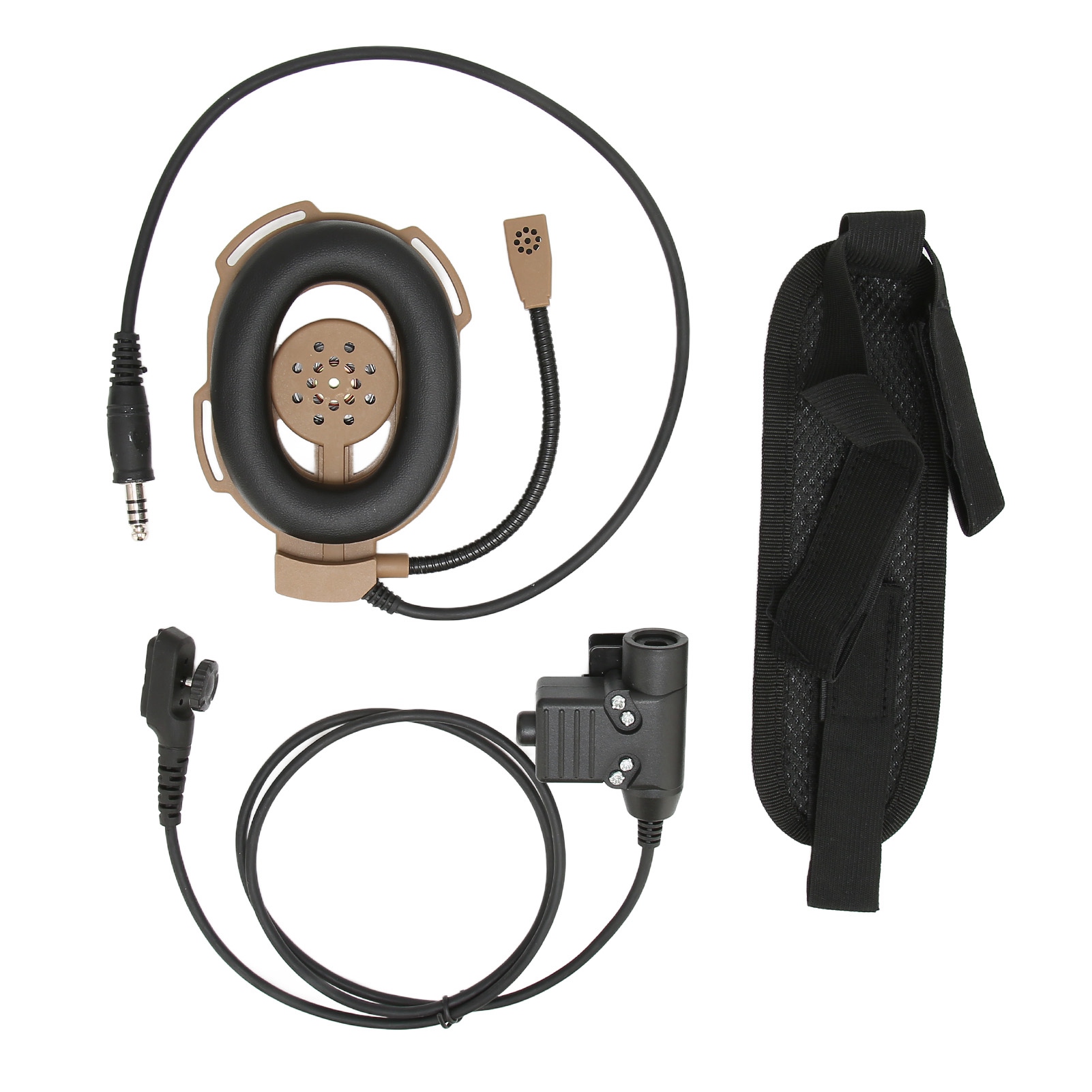 Hochresistentes, Einseitiges Hd01-militär-headset Für Hytera Pd-780, Pd-785 Und Pd-788 Funkgeräte, Braun