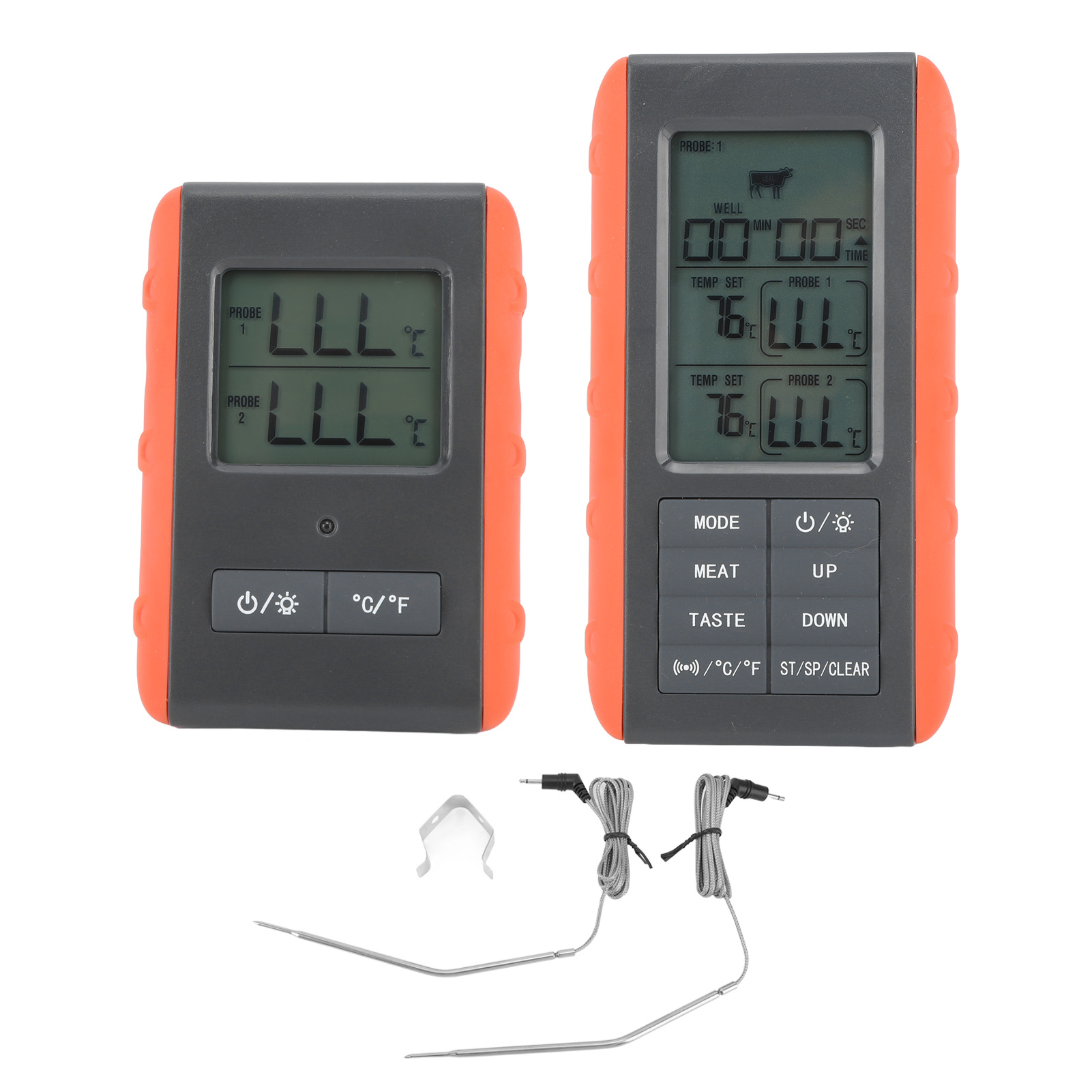 Doppelfühler-kochthermometer Mit Alarm Und Großem Display, Ideal Zum Grillen Und Kochen