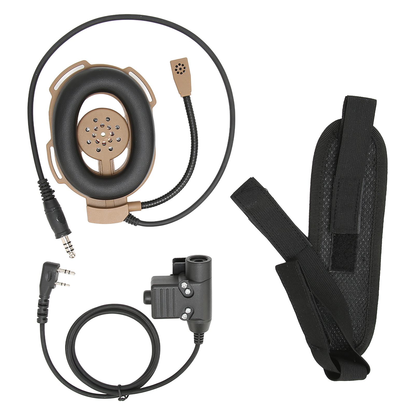 Hd01 Militärjagdhelm Mit Verstellbarem Mikrofon, Kompatibel Mit Kenwood Tk-3107 Walkie-talkie, Braune Farbe.