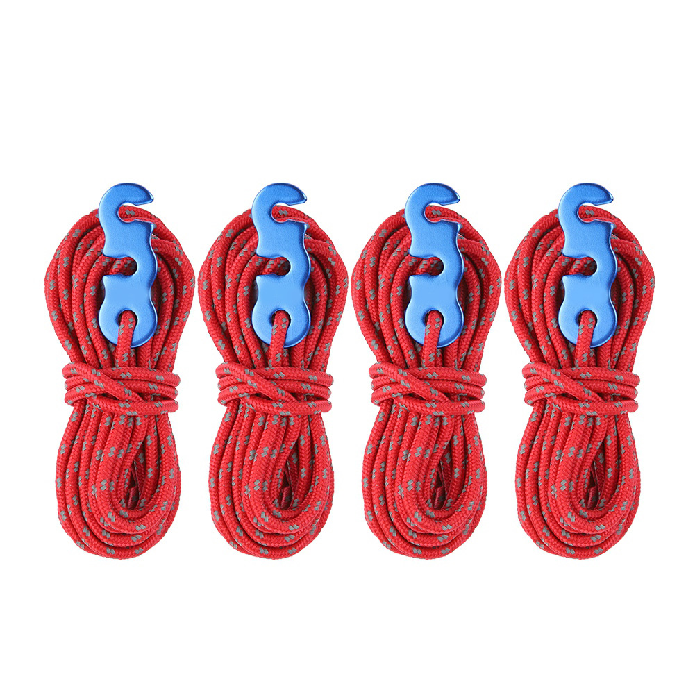 4-teiliges Set Reflektierender Zeltseile Mit Karabiner Und S-strebe Für Camping (rot)