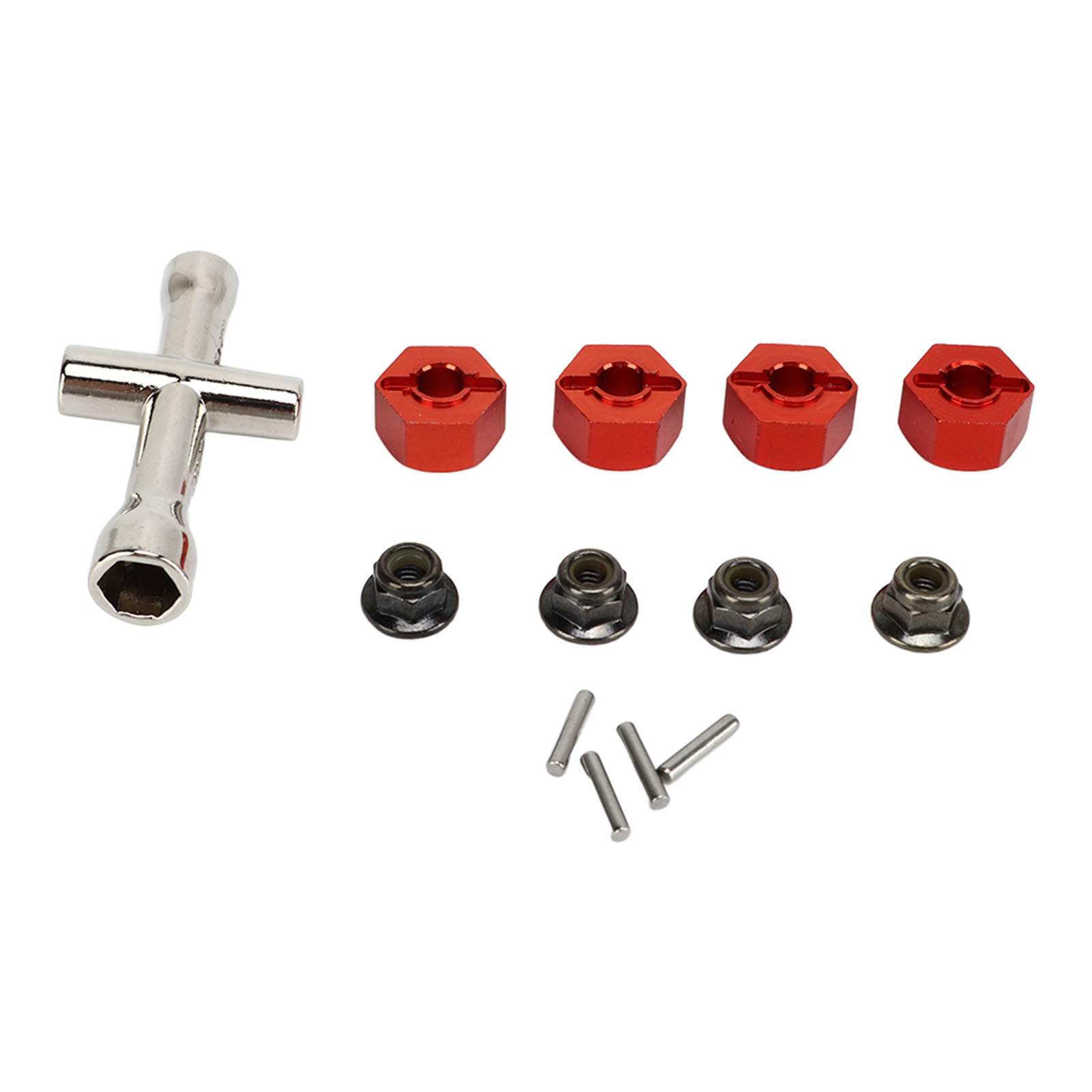 12-mm-sechskant-radadapter Aus Aluminiumlegierung Für Rc-cars, Mit Kreuzschlüssel, Rotes Upgrade-zubehör.