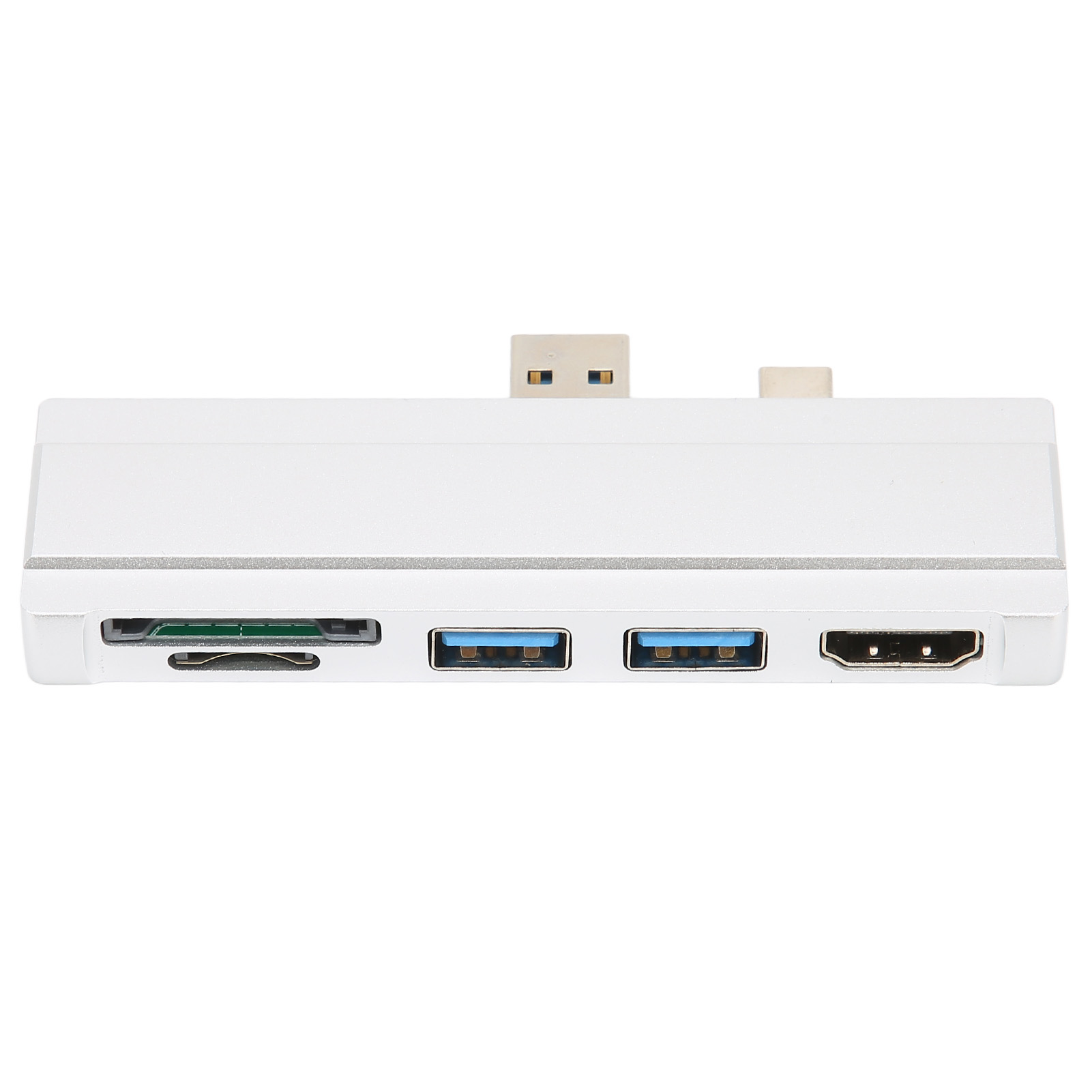 5-in-1 5-gbit/s-speicherkartenleser, Aluminiumgehäuse, Usb 3.0-hub Mit 4k-auflösung, Kompatibel Mit Win10 Und Surface Dock, Silberne Farbe.