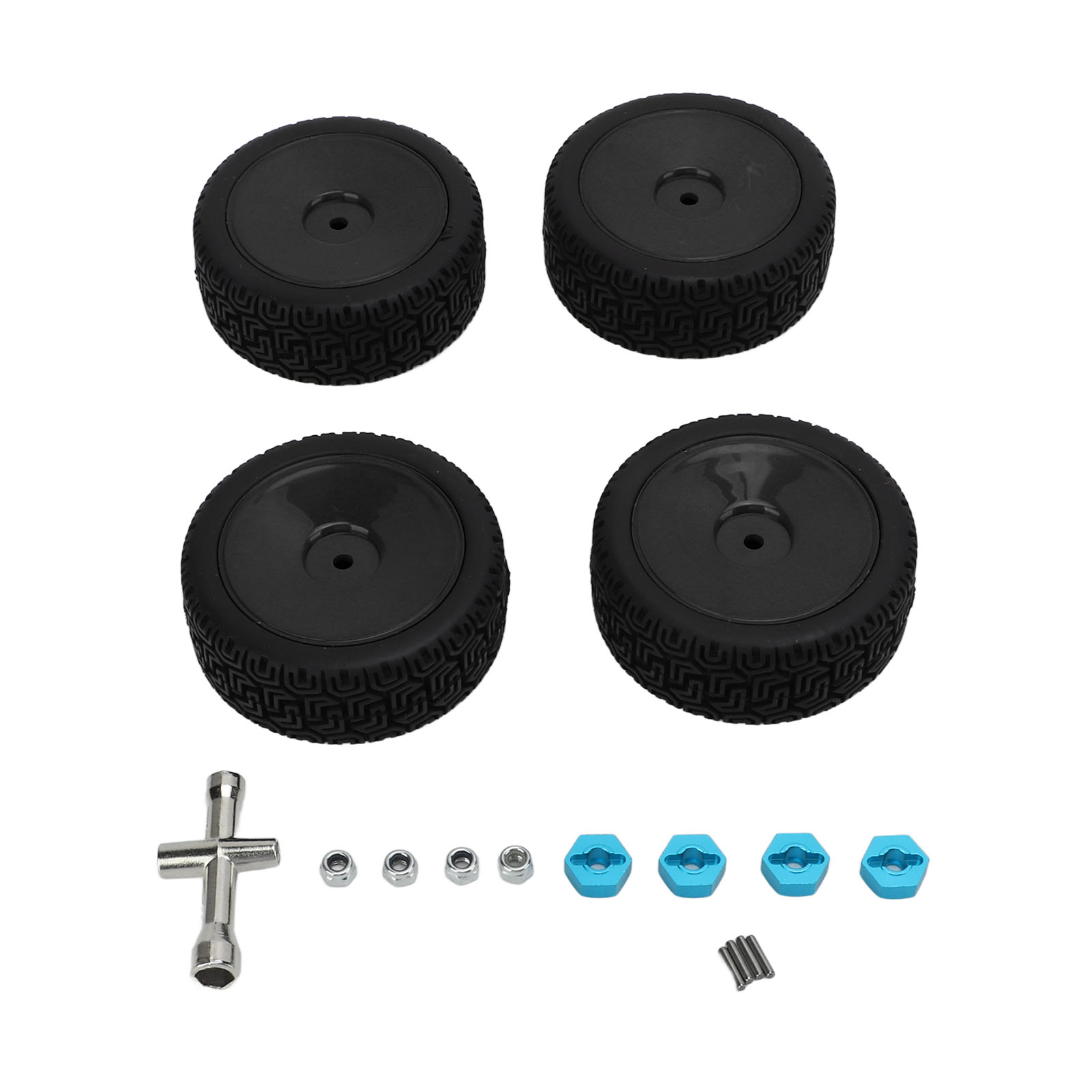 Hochfeste Gummireifen Für 1/10 Rc-cars – Robuster Radsatz Für Flat Sport-modelle, Schwarz