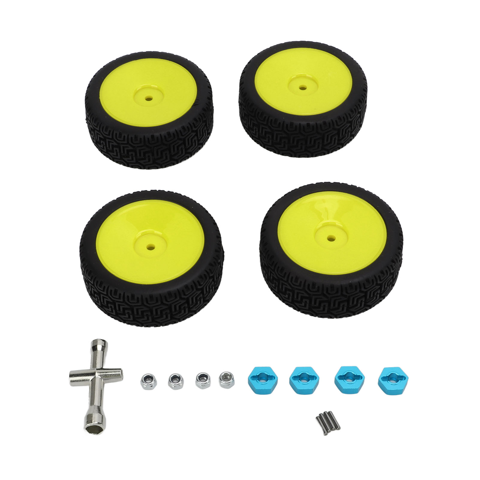 Hochfeste Gummireifen Für 1/10 Rc-cars, Langlebig Mit Ausgezeichnetem Grip Und Dämpfung, Leuchtend Gelbe Farbe.