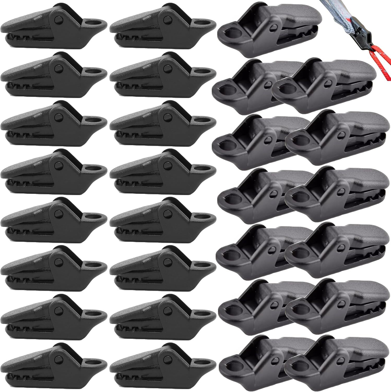 20 Stück Campingplanenclips, Automarkisenclips, Ideal Für Hängematten, Regenkleidung, Sonnenschutz, Festzelte, Wanderrucksäcke Und Fallschirmleinen