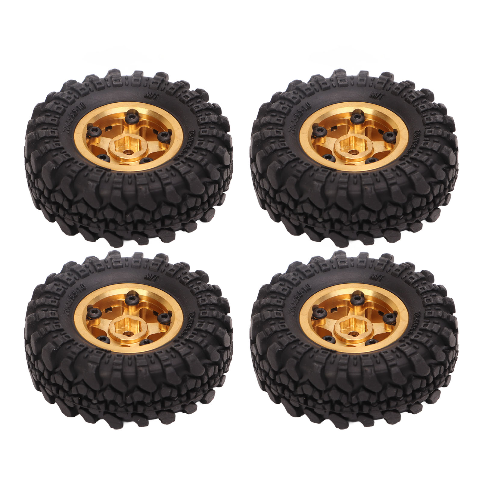 Messingfelgen Und 1-zoll-gummireifen Für 1/18 1/24 Rc-crawler, 4 Stück, Goldfarben, Kompatibel Mit Fms Fcx24.