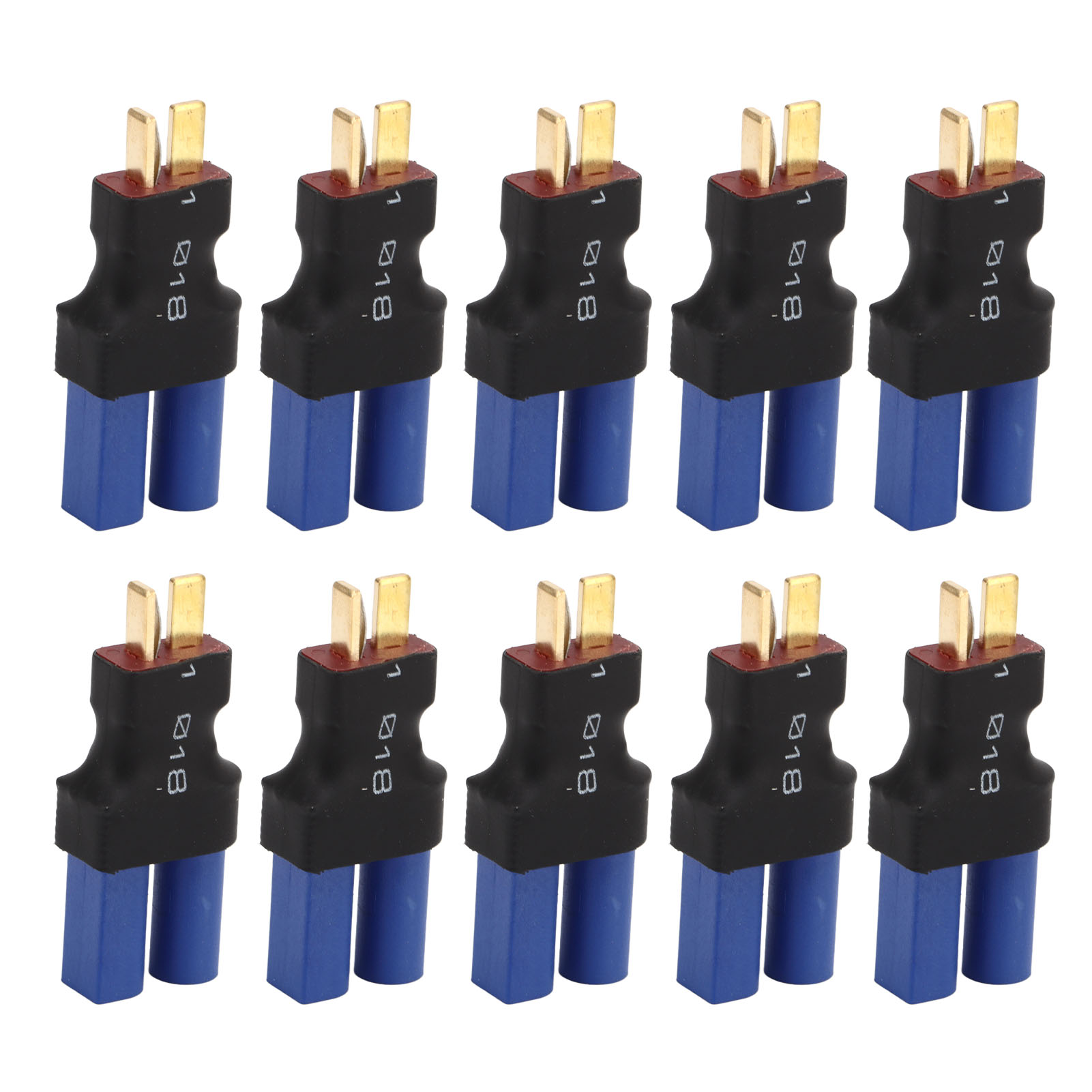 10 Ec5 T-adapter (weiblich Auf Männlich), Blau/schwarz, 10 X 20 X 47 Mm, Kupfer, Kunststoff, Gummi Für Rc-boote
