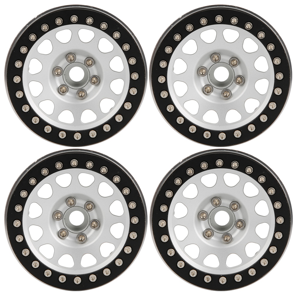 Stück 2,2 Zoll Robuste Metallzubehörteile Für 1/10 Rc Rock Crawler Radsicherungen, Schwarz/silber
