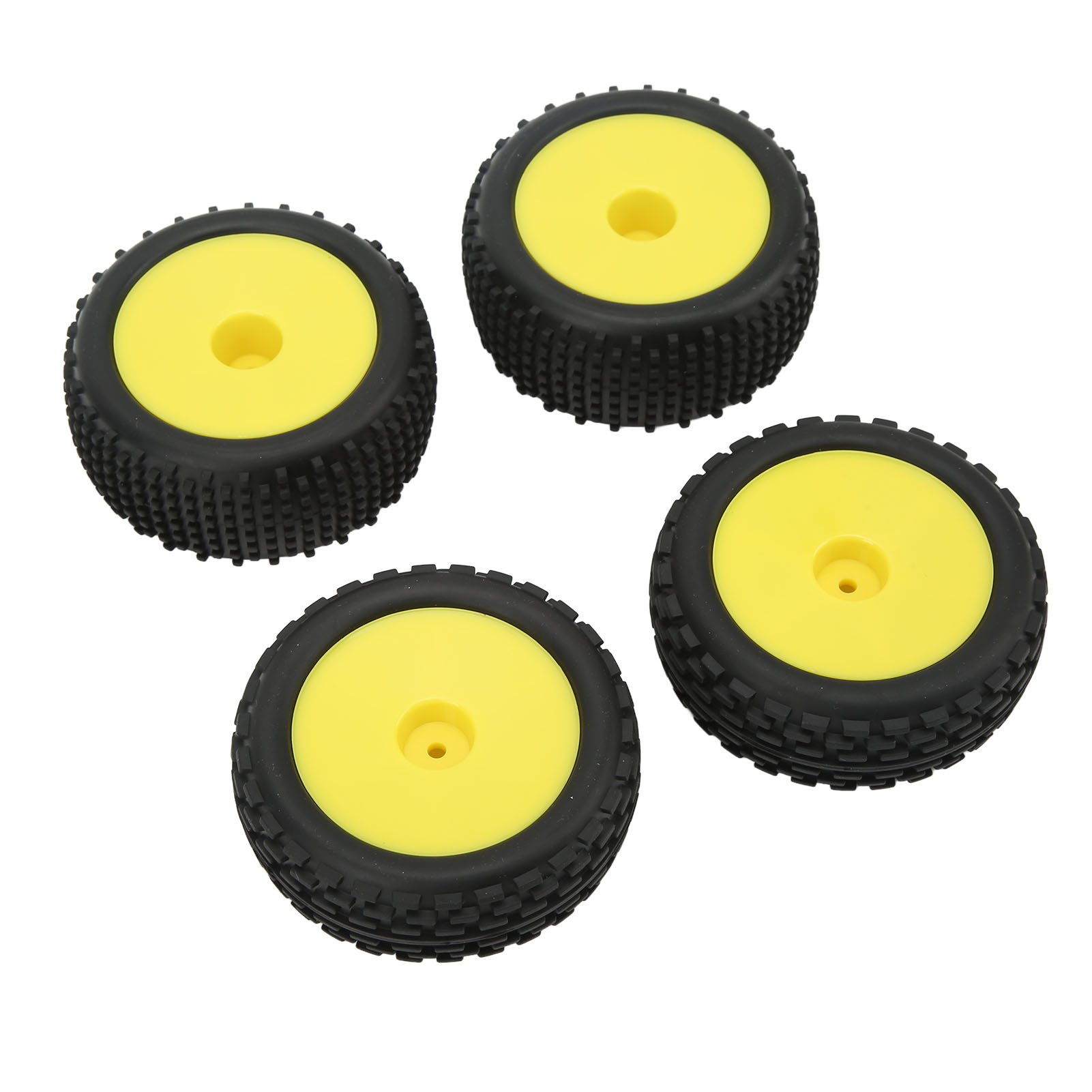 Stück Rc-reifen, Schmal Vorne, Breit Hinten, Gelbe Runde Felgen, Längliches Quadratisches Punktmuster, Teile Für Geländewagen Im Maßstab 1:10