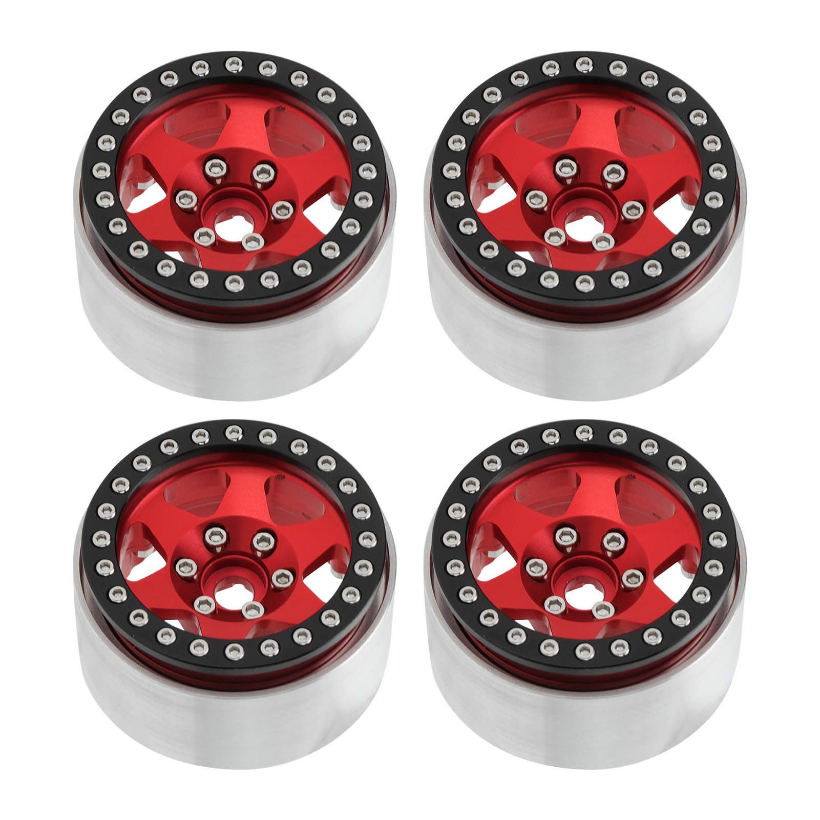 Stück 1,9 Zoll Beadlock-felgen Aus Aluminiumlegierung Für Axial Scx10 90046, Radzubehör Für Redcat Mst 1/10 Rc-car, Rot