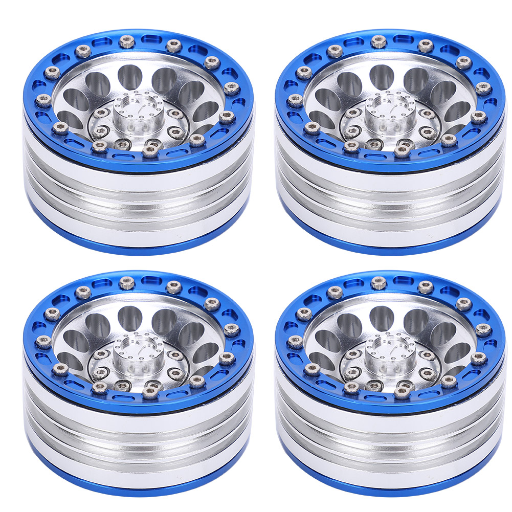 4-teiliges Set Universeller Metallfelgen Für Rc-cars, Kompatibel Mit 1/10 Crawlern, 1,9 Zoll, Blau + Silber