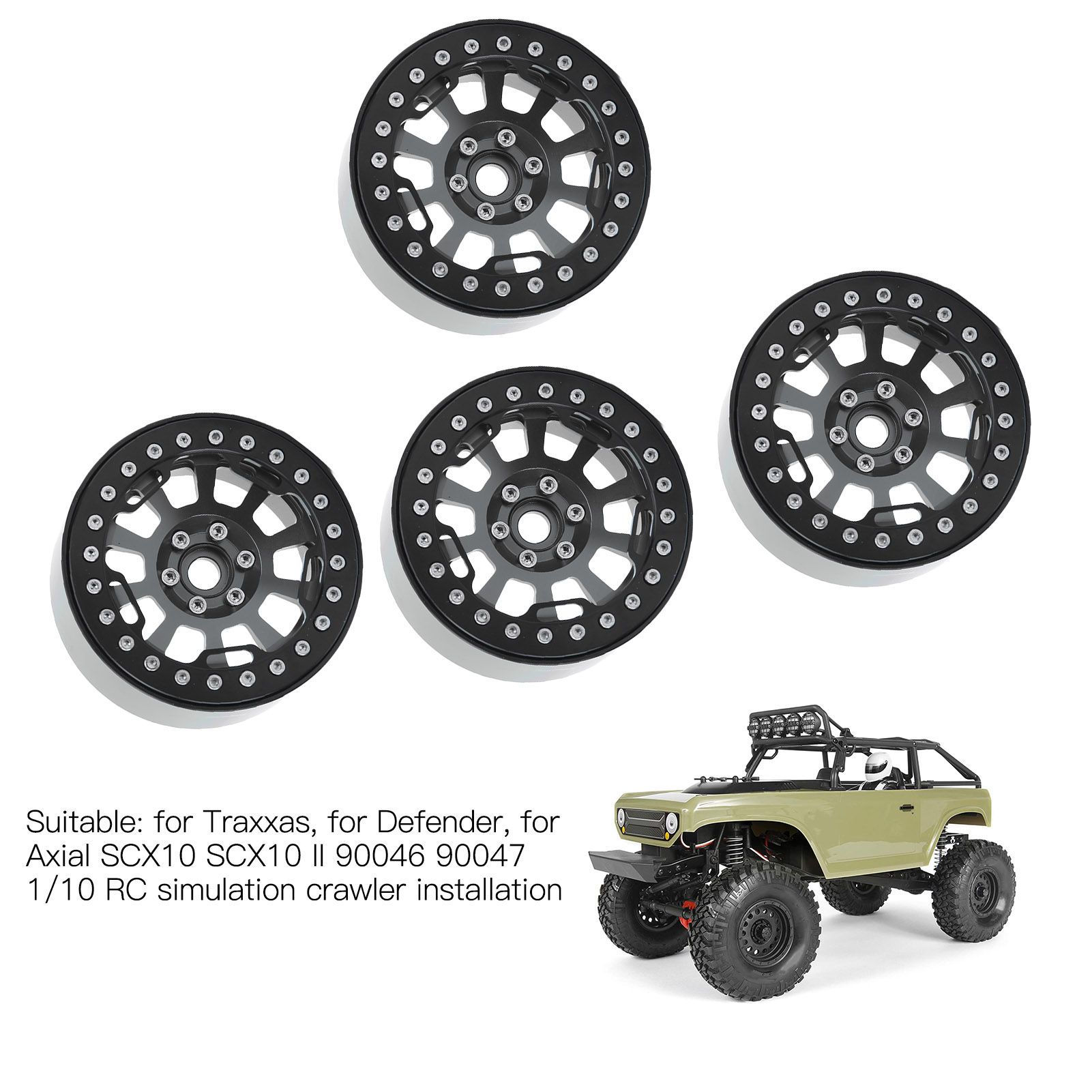 Stück 2,2 Zoll Universal-aluminiumlegierungsfelgen Für 1/10 Rc Crawler-modelle, Titan-simulation