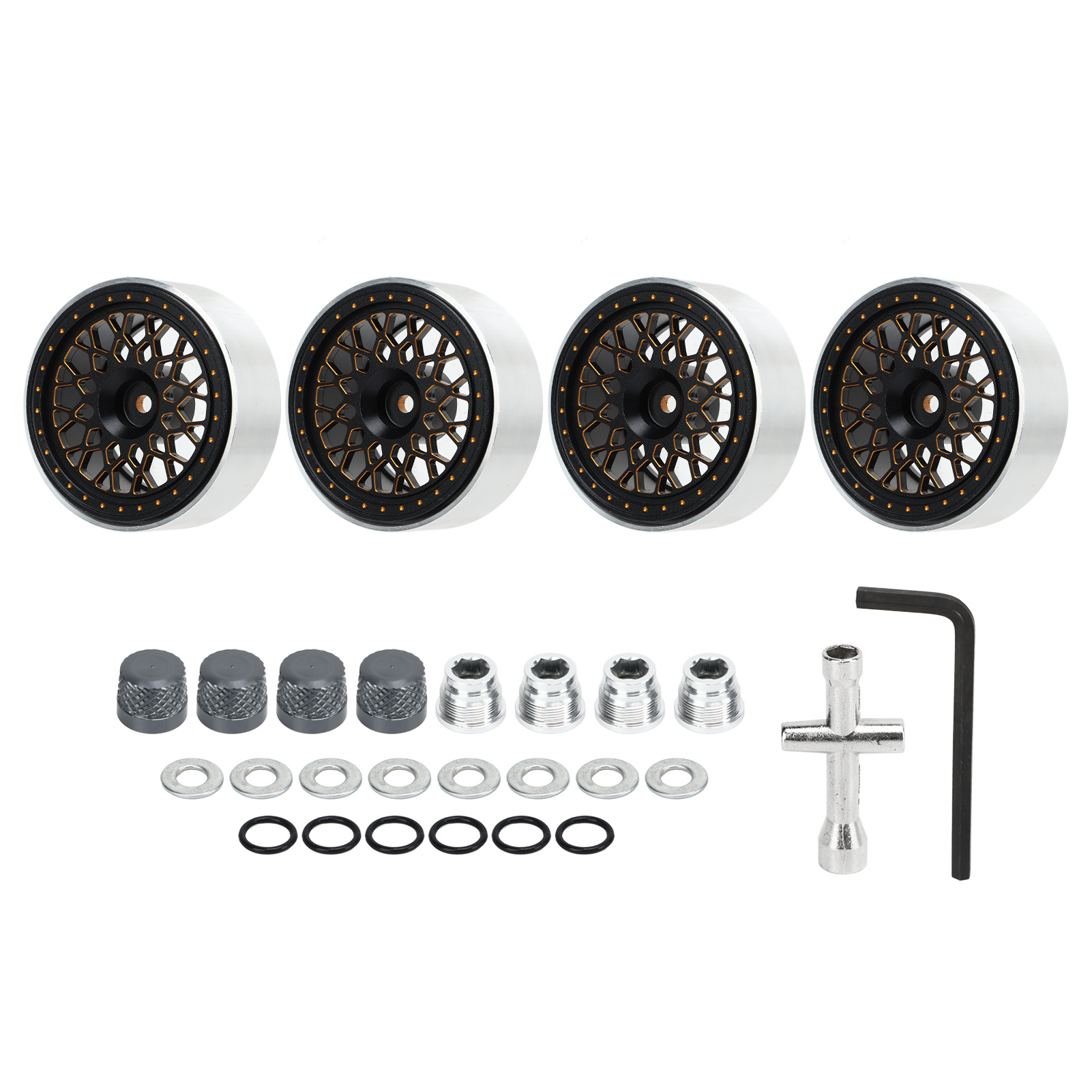1,9-zoll-beadlock-rc-rad Aus Aluminiumlegierung Mit Felgenabdeckung Und Schraubenschlüssel Für 1/10 Rc-cars – 4 Stück
