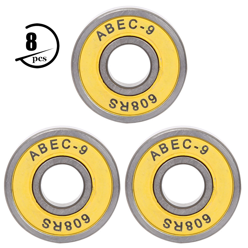 608 Kugellager Für Skateboard Und Scooter - 8-teiliges Gelbes Set