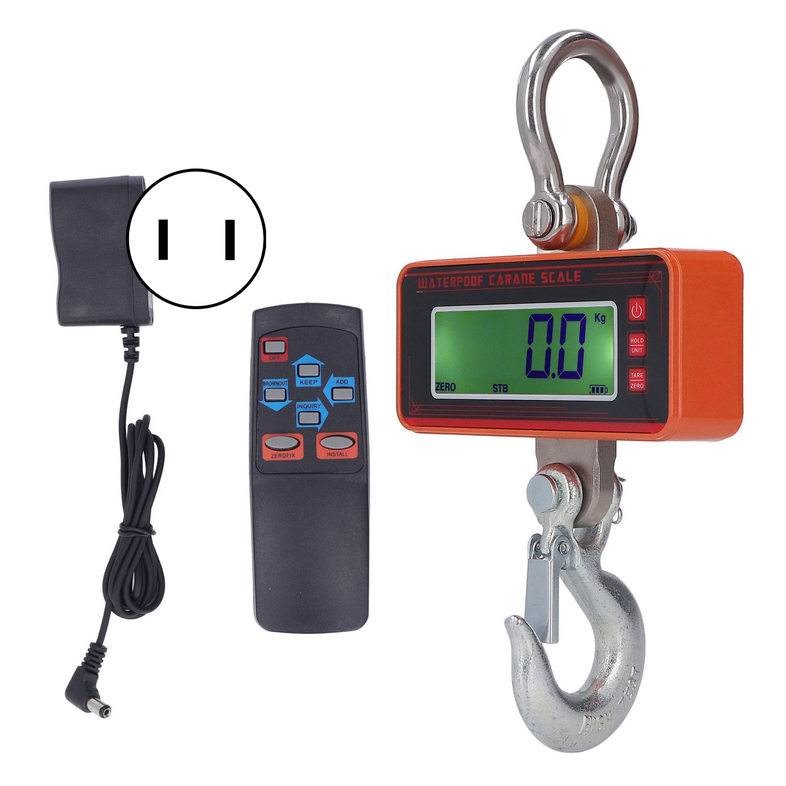 Elektronische Industriewaage Von Orange, 1500 Kg/3000 Lb, Lcd-bildschirm, Wasserdicht, Kabellos, Us-stecker 100–240 V, Hängewaage