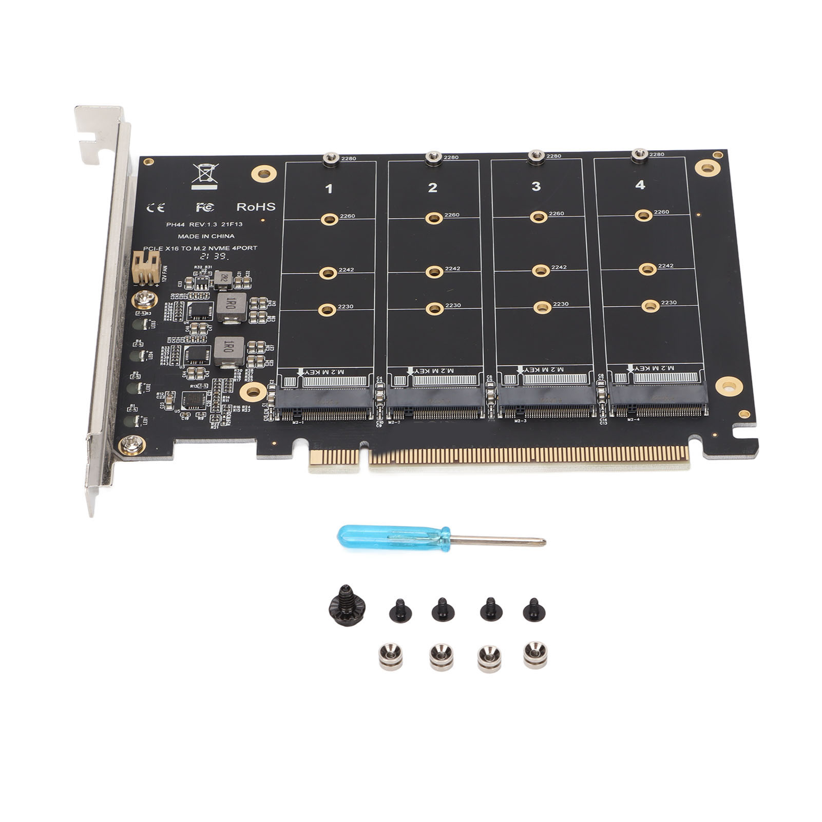 Pcie X16 4-port Nvme M.2 32 Gbit/s Erweiterungskarte Für Festplatten – Computerzubehör