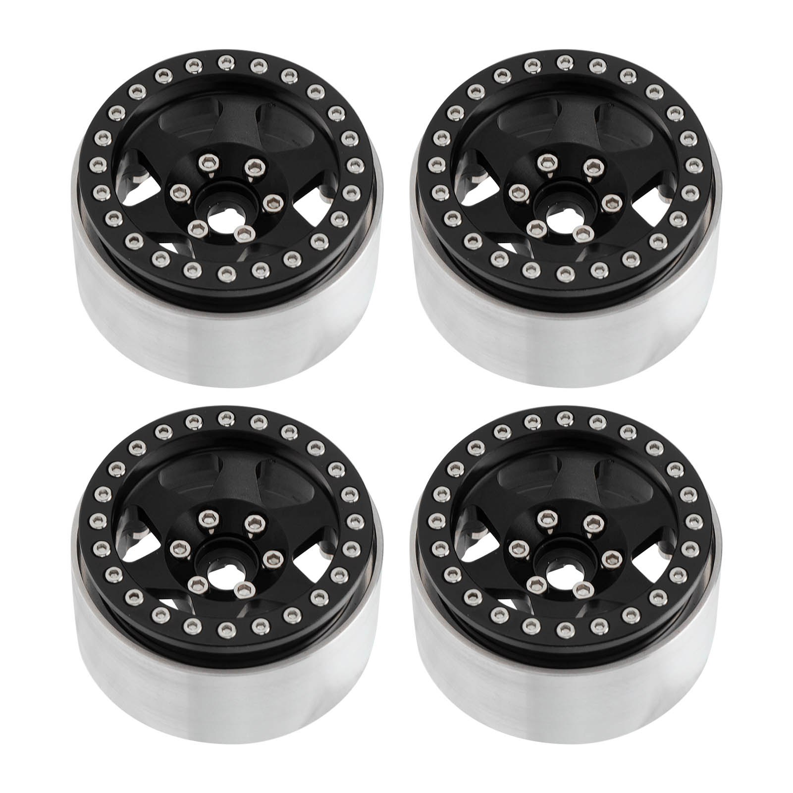 Stück 1,9-zoll-aluminiumfelgen-zubehör Beadlock Für Axial Scx10 90046, Kompatibel Mit Redcat Mst Und 1/10 Rc-cars, Schwarz