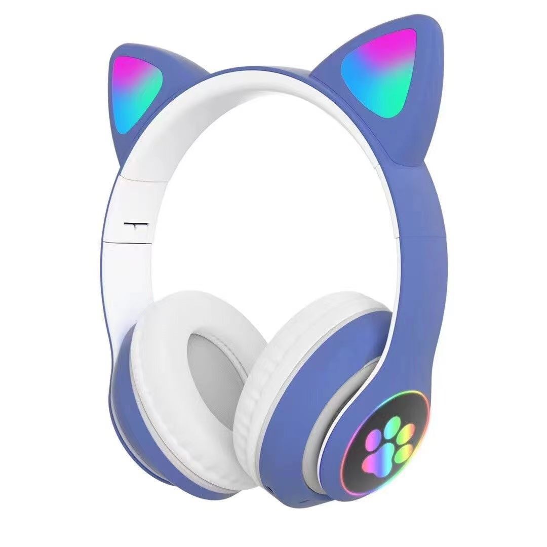 Bluetooth-kopfhörer Für Kinder Mit Mikrofon, Kabellose Katzenohr-kopfhörer Für Mädchen Und Jungen (blau)