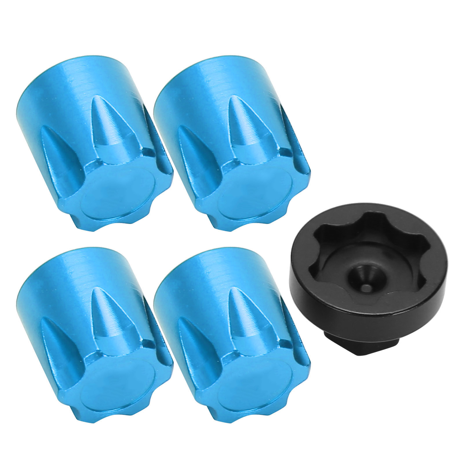 Stück Felgenkappen Mit M4-muttern Für 1/10 1/8 Rc-cars, Kompatibel Mit Traxxas Trx4/scx10 D90 90046, Blau.