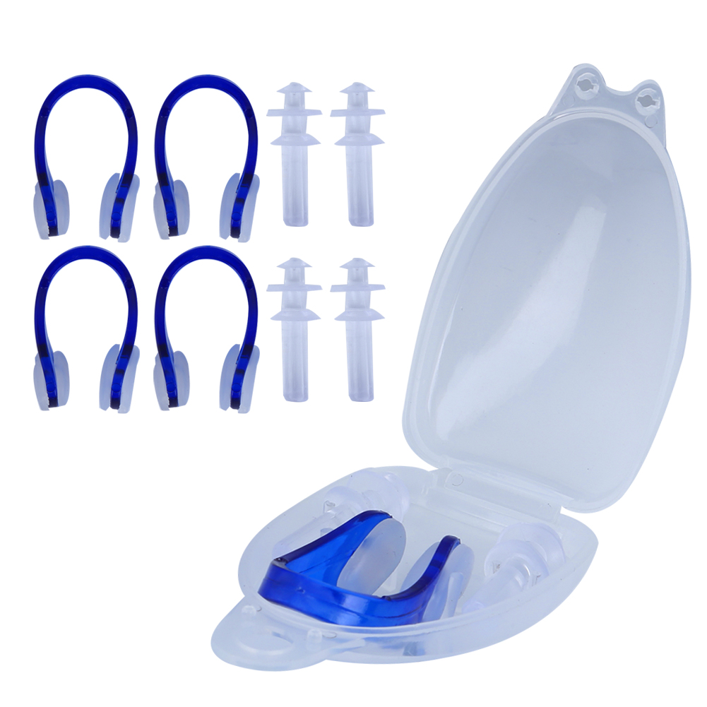 4-teiliges Set Aus Weichen Nasenclips Und Wasserdichten Ohrstöpseln Zum Schwimmen Und Tauchen, Geräuschdämpfend, Blau