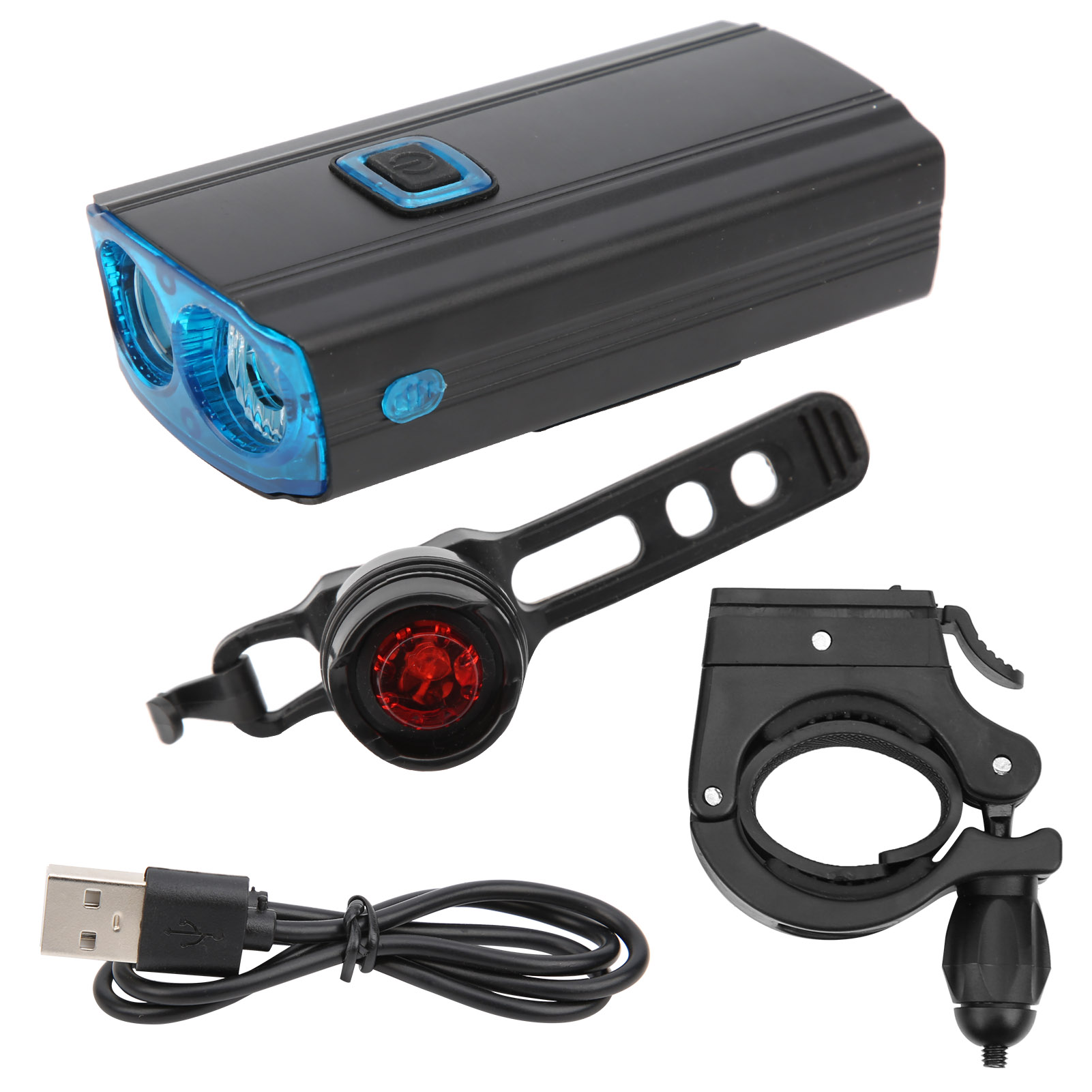 Wiederaufladbare Usb-fahrradlampe, Vorder- Und Rücklicht Für Nachtfahrten