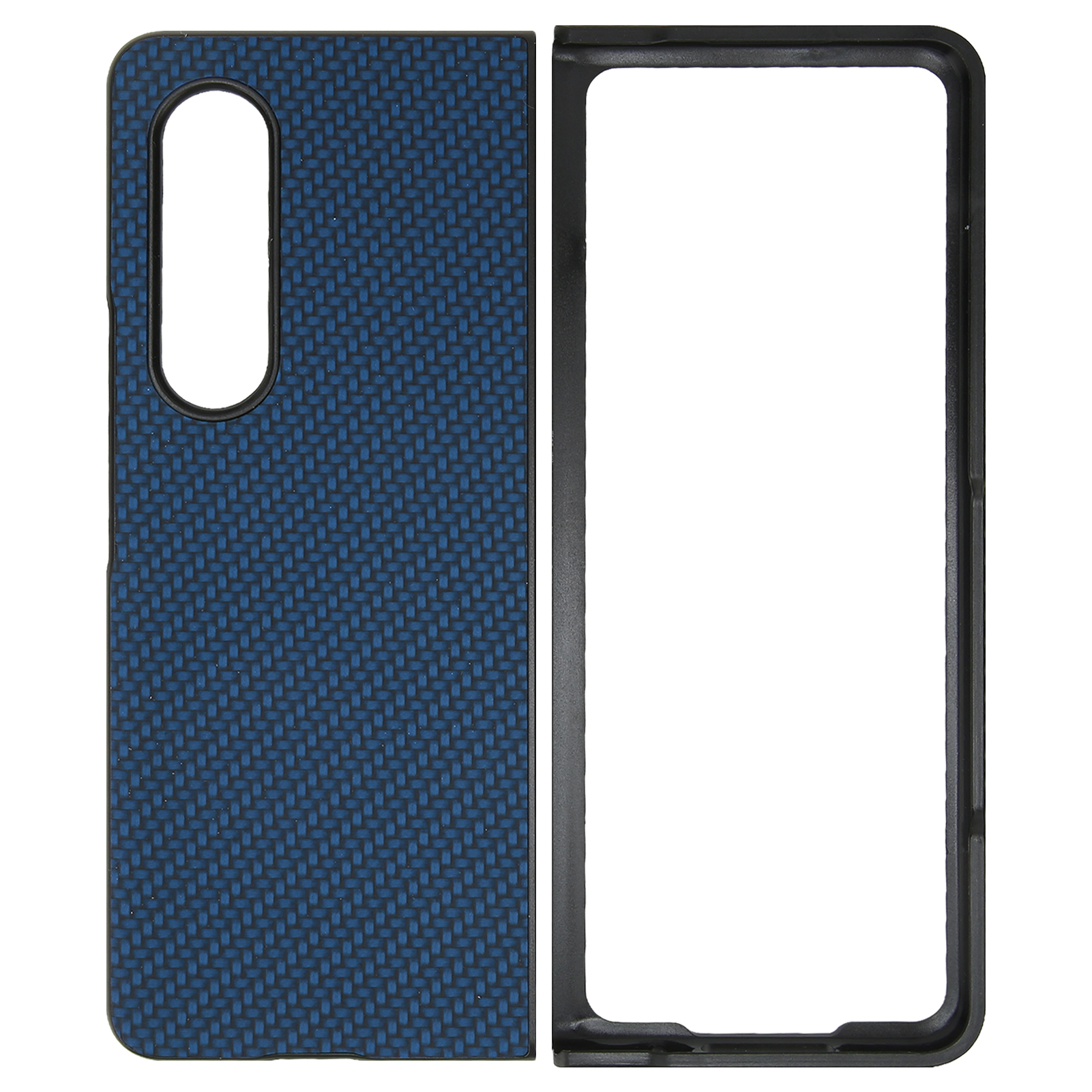 Galaxy Z Fold 3 Faltbare Schutzhülle Mit Blauer Kohlefaserstruktur - Stoßfeste Hülle