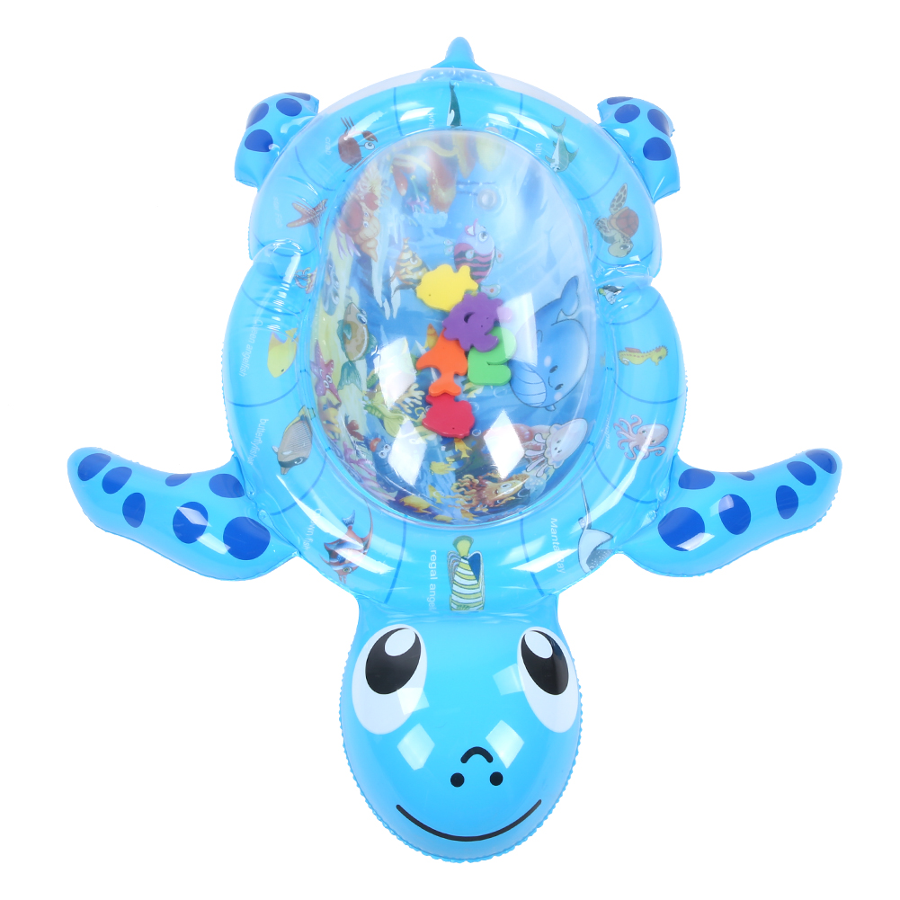 Aufblasbare Baby-wassermatte In Schildkrötenform, Blau, Dick Für Die Bauchlage