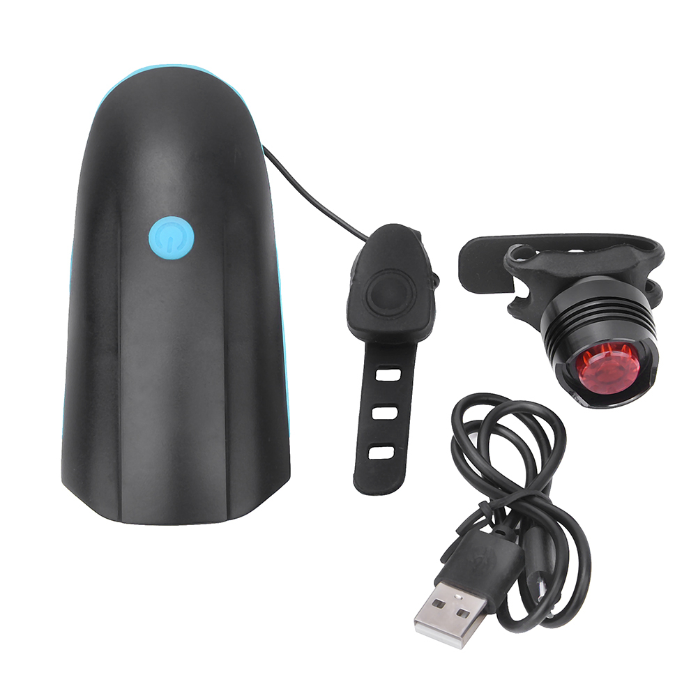 Usb-fahrradscheinwerfer Mit 120-db-hupe Und Blauem Led-licht Für Nachtfahrten